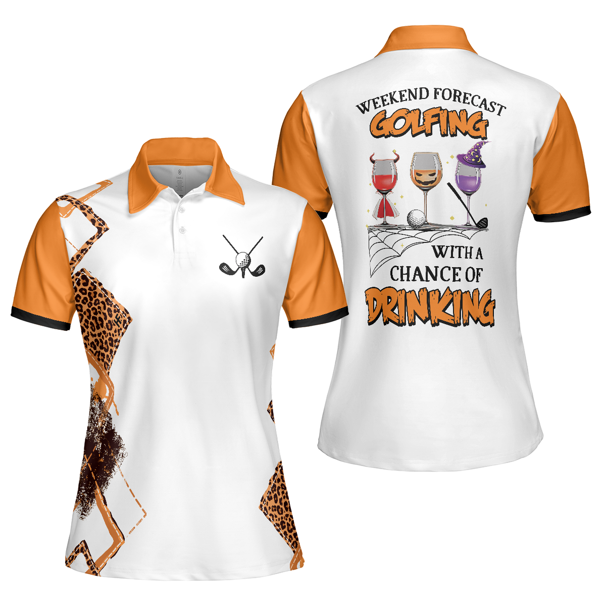 Weekend Forecast Golfing With A Chance Of Drinking Golf Short Sleeve Women Polo Shirt, Halloween Gift For Female Golfers