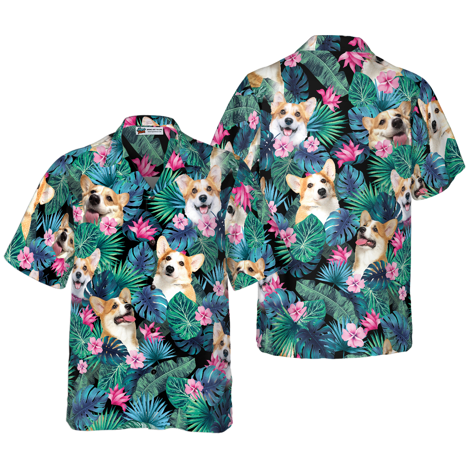 Custom Tropical Corgi Dog Shirt For Men Hawaiian Shirt