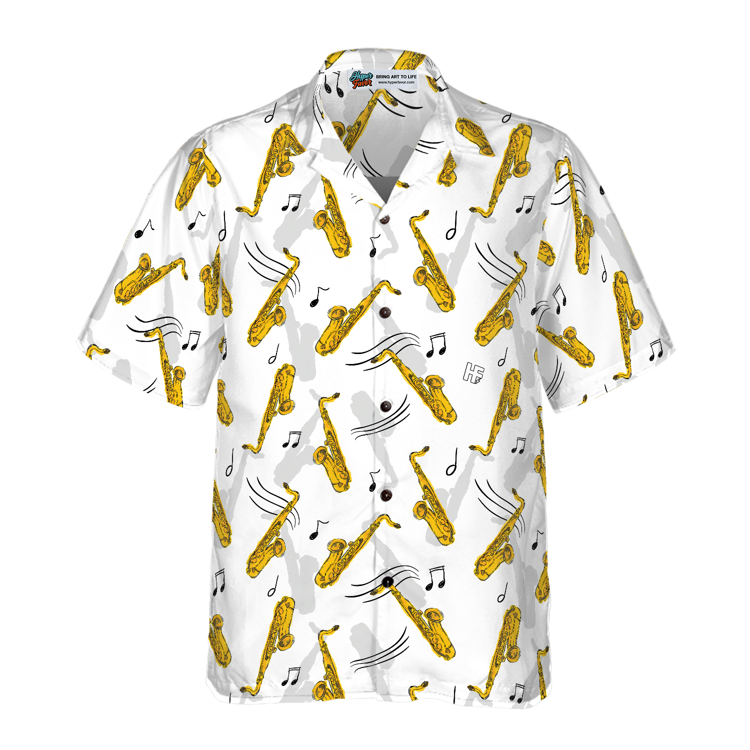 Saxophone Seamless Pattern Hawaiian Shirt