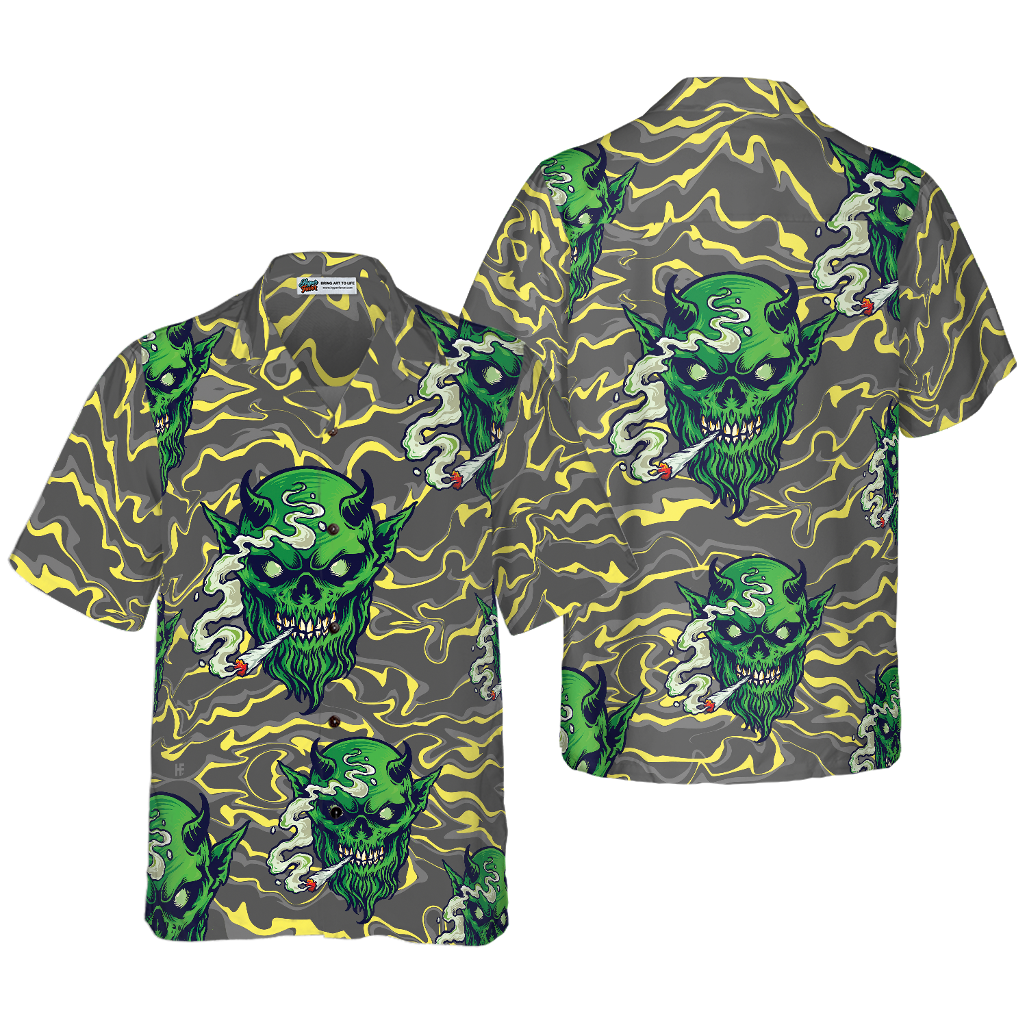 Gothic Satan Smokes Green Thing Hawaiian Shirt, Goth Hawaiian Shirt For Men And Women