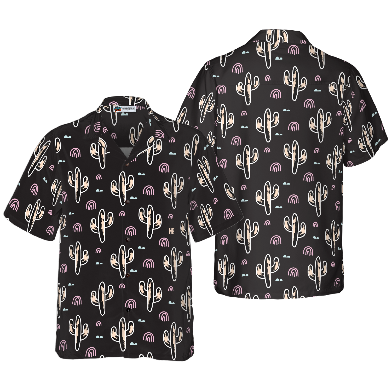 Cactus Plant Black Pattern Hawaiian Shirt