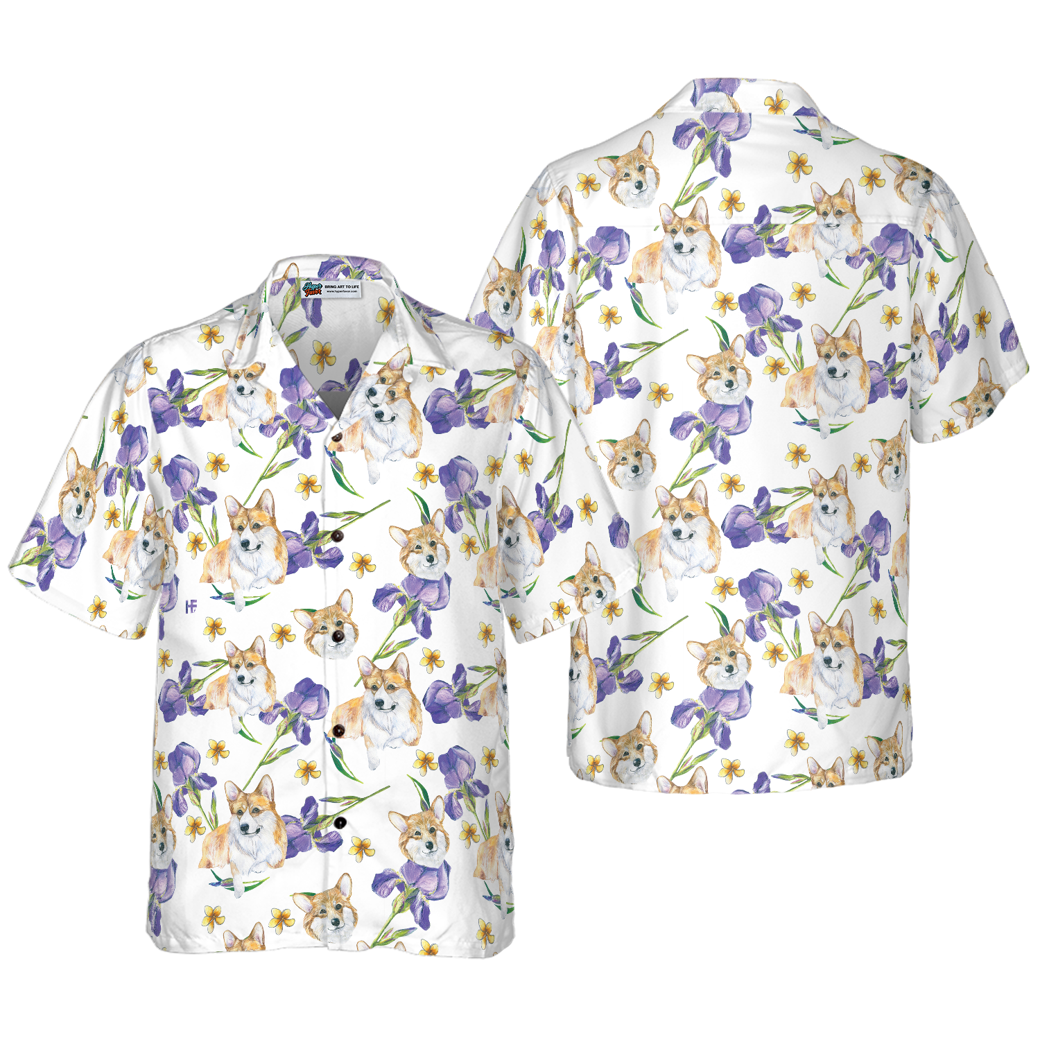 Corgi And Flowers Shirt For Men Hawaiian Shirt