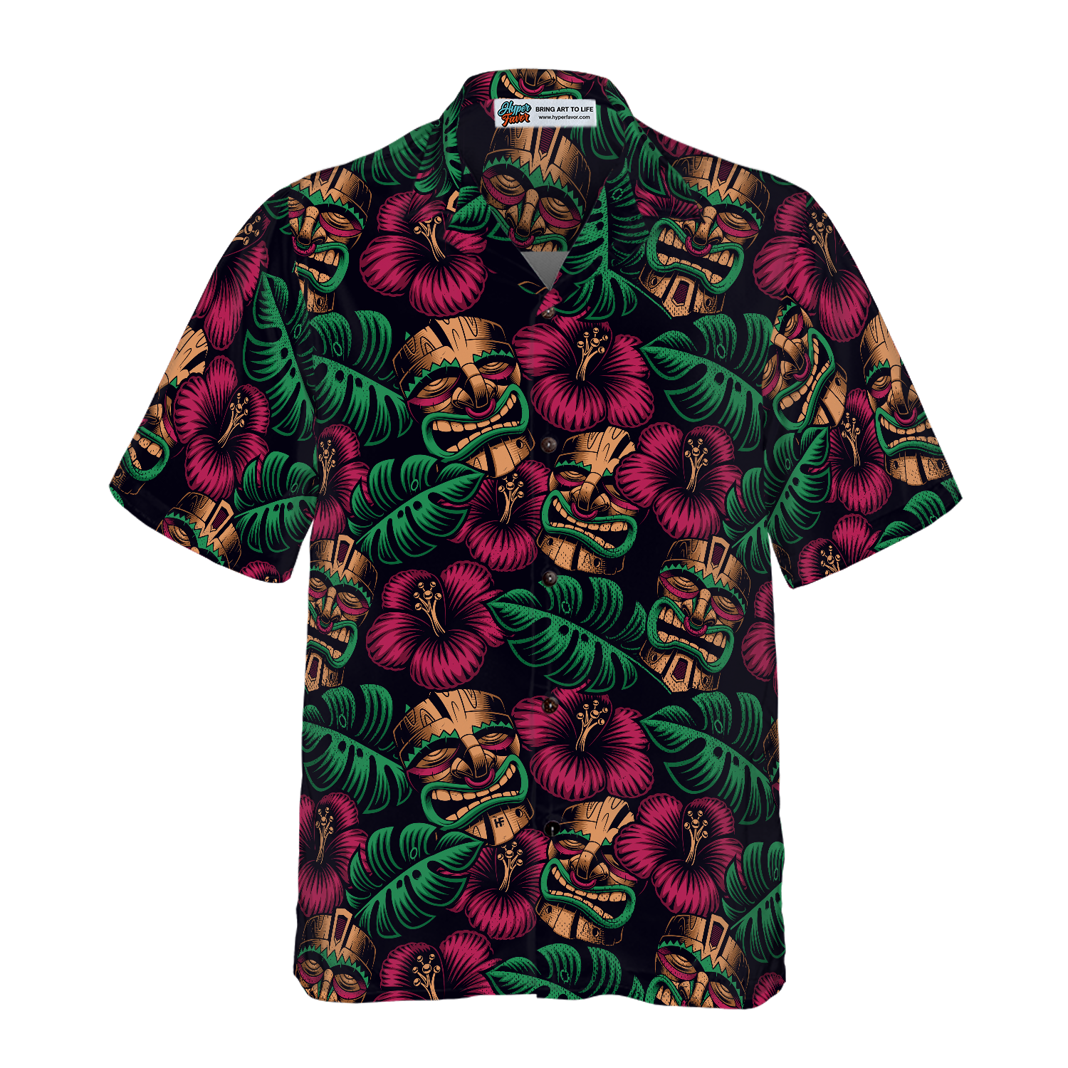 Retro Tiki Mask Seamless Pattern Tiki Hawaiian Shirt, Funny Tiki Shirt For Women And Men