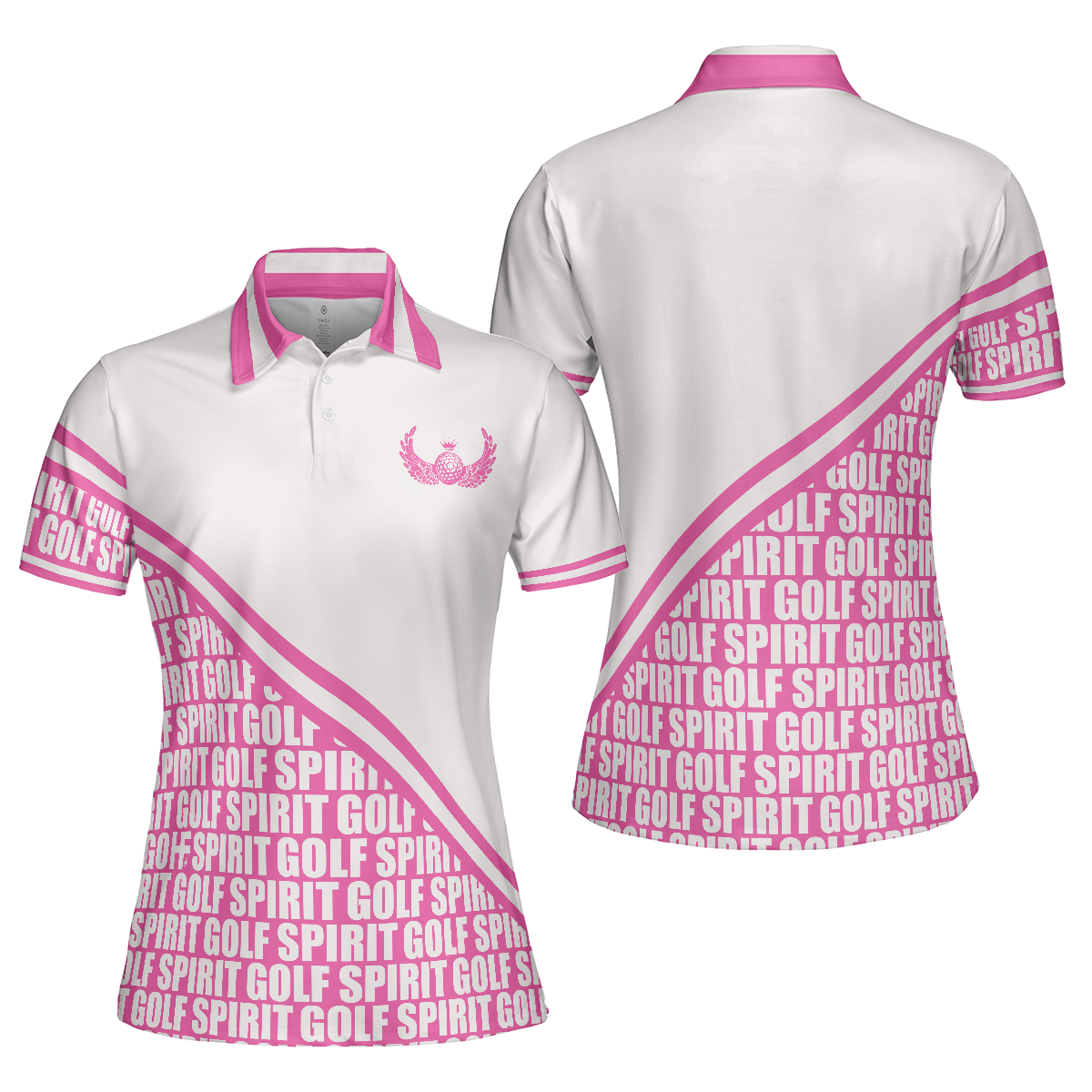 Golf Spirit In Pink Golf Short Sleeve Women Polo Shirt, White And Pink Golf Shirt For Ladies, Unique Female Golf Gift