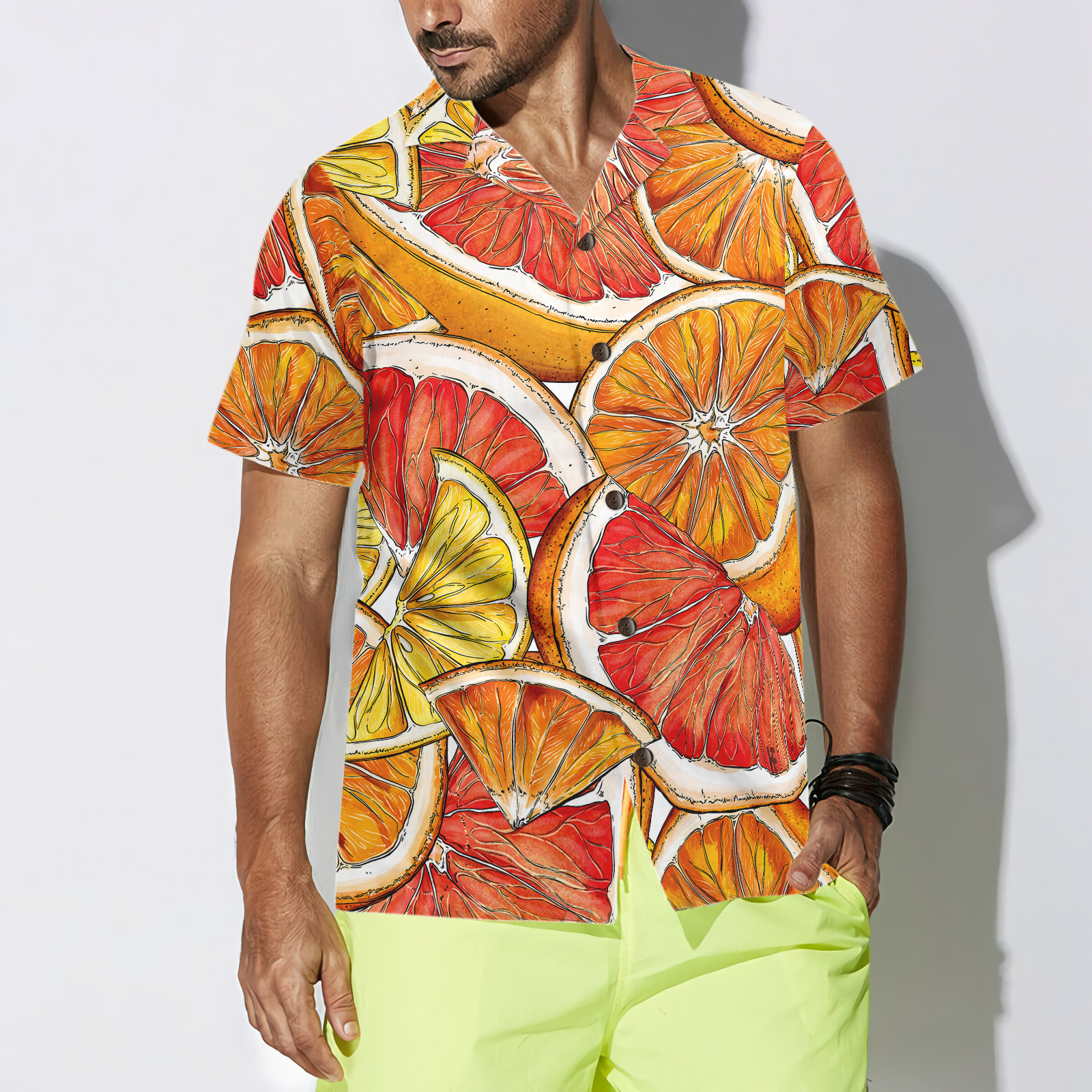 Luxury Summer Lemon & Orange Hawaiian Shirt