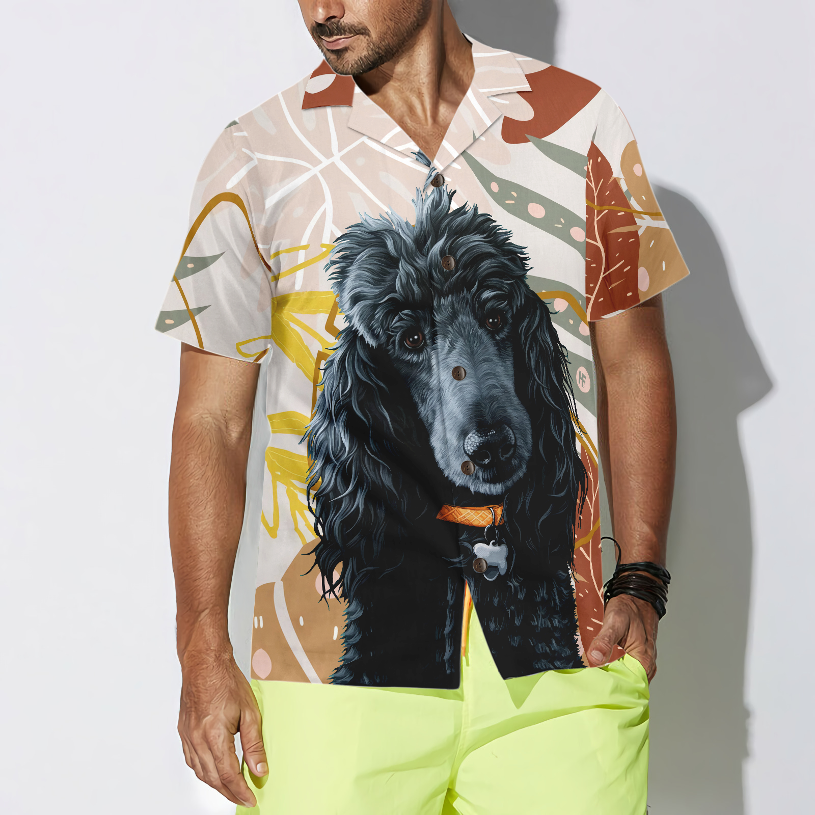 Black Poodle & The Brown Leaves Poodle Hawaiian Shirt, Best Dog Shirt For Men And Women