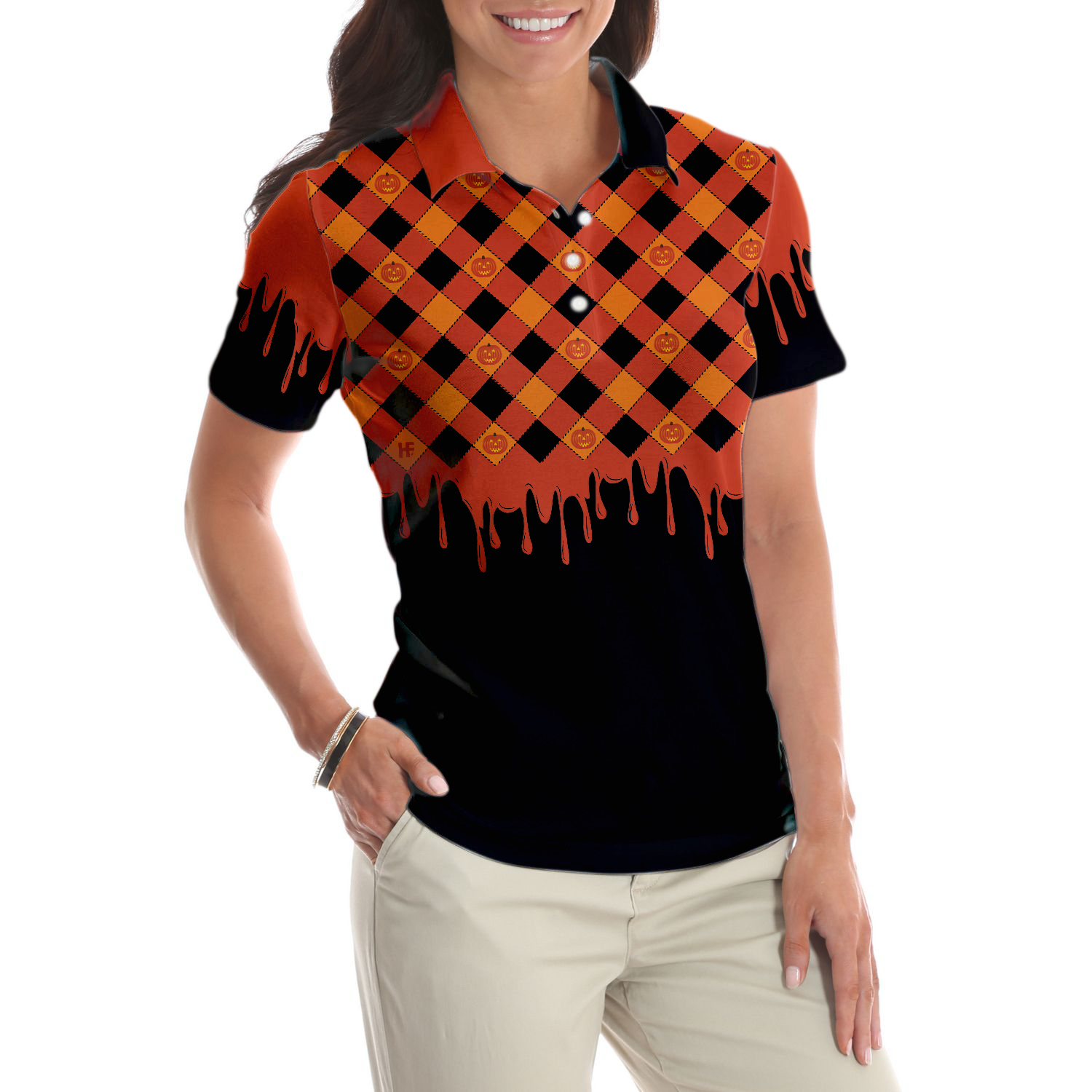 Trick or Teach Short Sleeve Women Polo Shirt, Halloween Shirt For Women