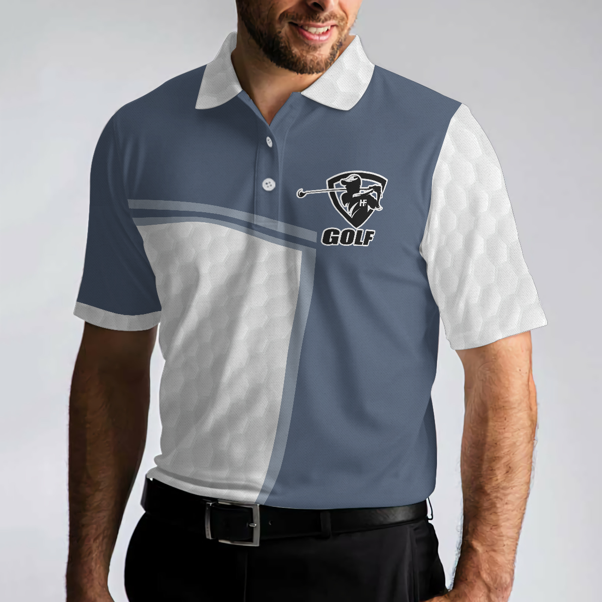 The Art Of Playing Fetch With Yourself Golf Polo Shirt, Funny White And Blue Golf Shirt For Men