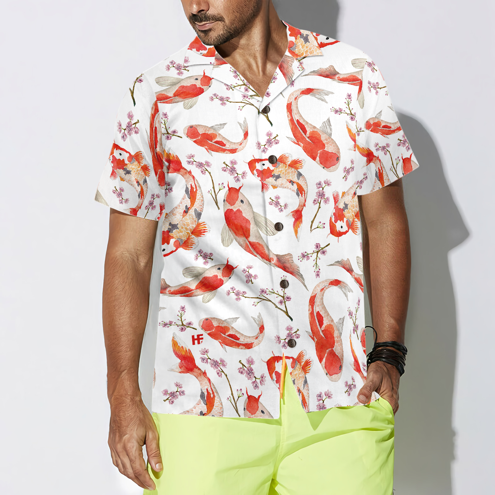 Koi Fish And Cherry Blossom Hawaiian Shirt
