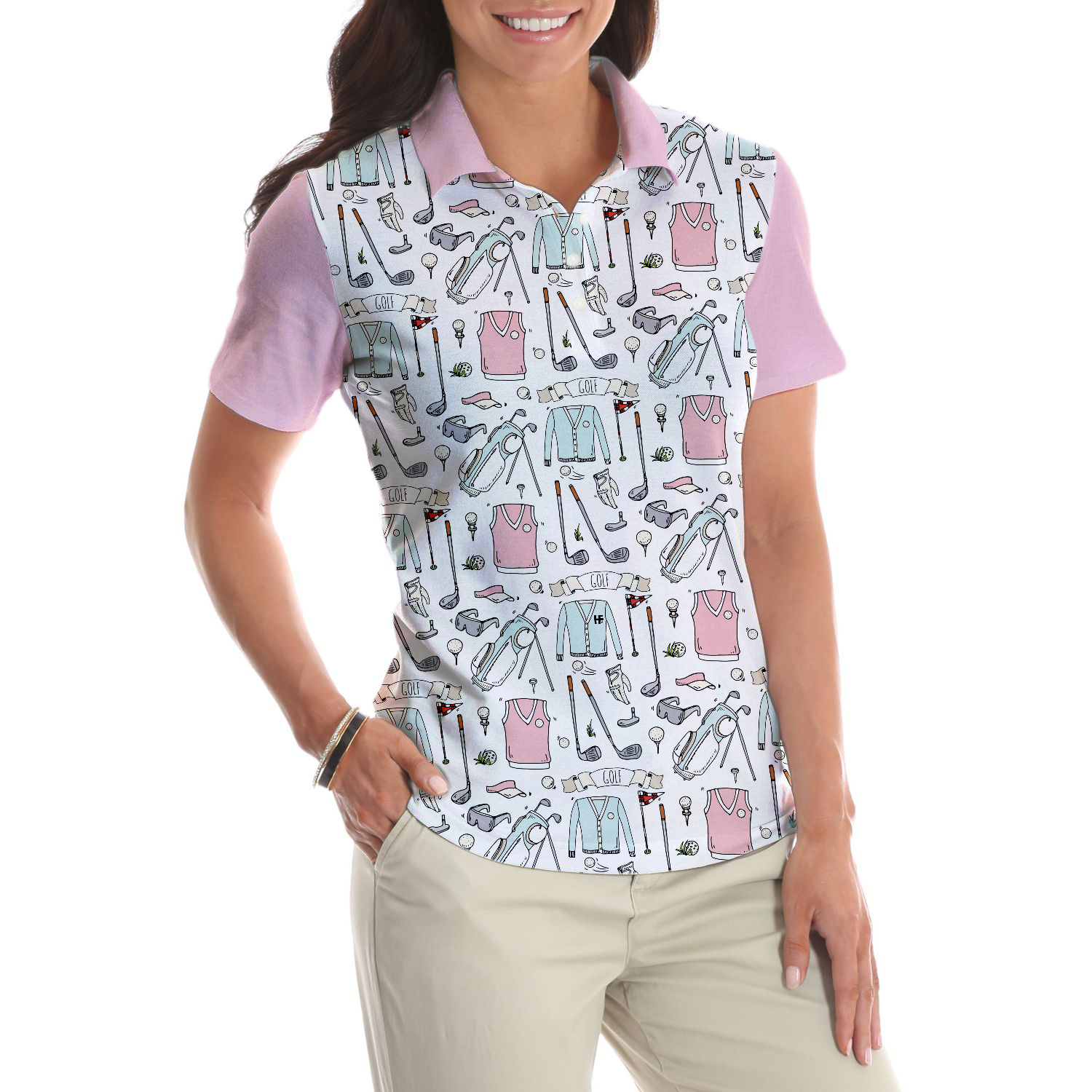 Golf Life In Pink V2 Short Sleeve Women Polo Shirt