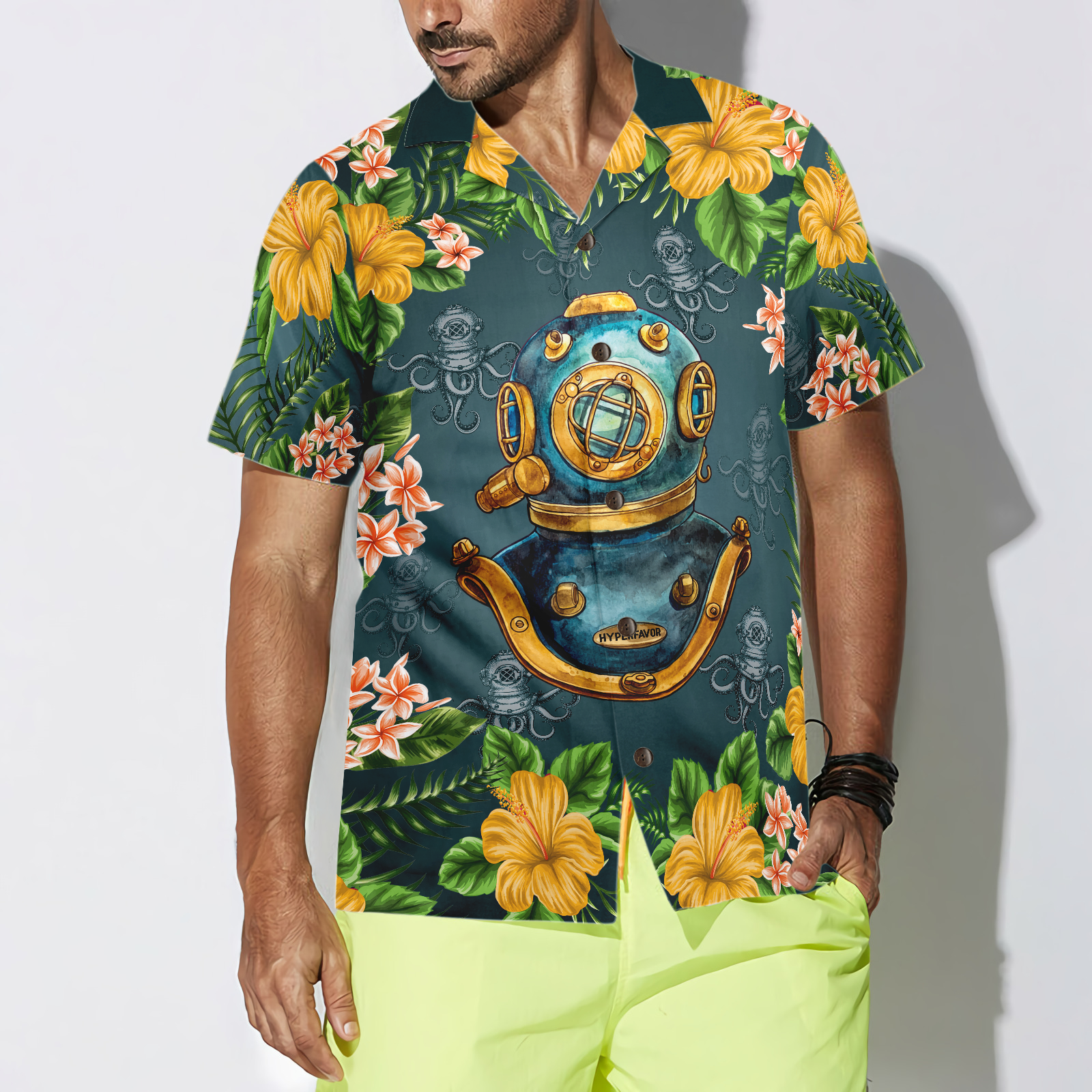 Scuba Diving Vintage Helmet Hawaiian Shirt