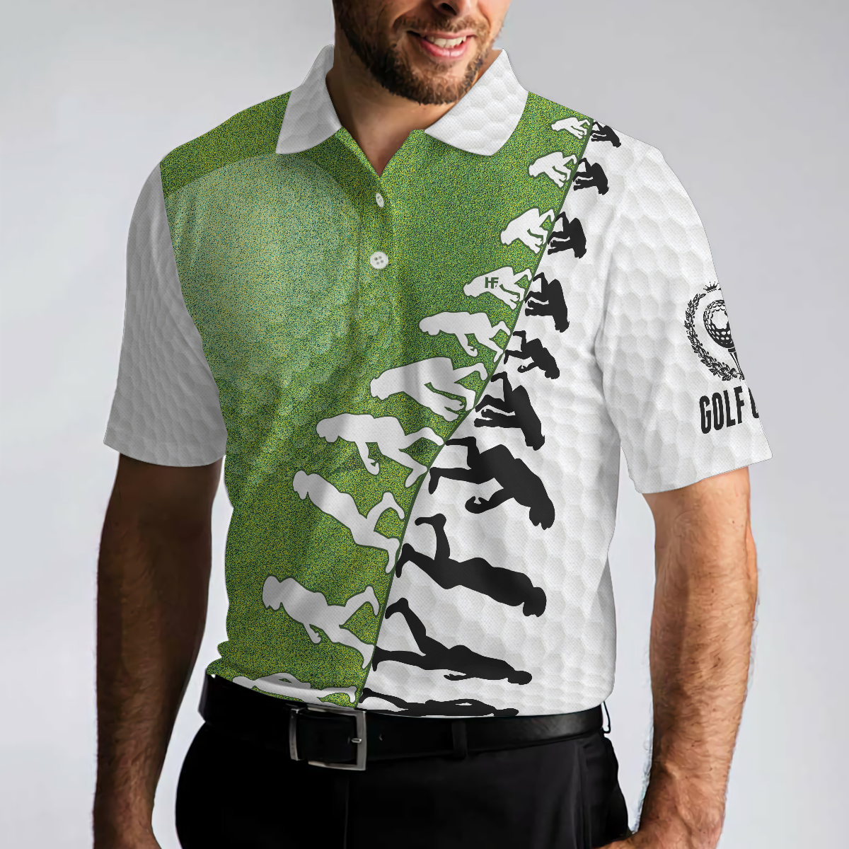 The Evolution Of Golfer Through Generations Golf Polo Shirt, White And Green Golf Shirt For Men