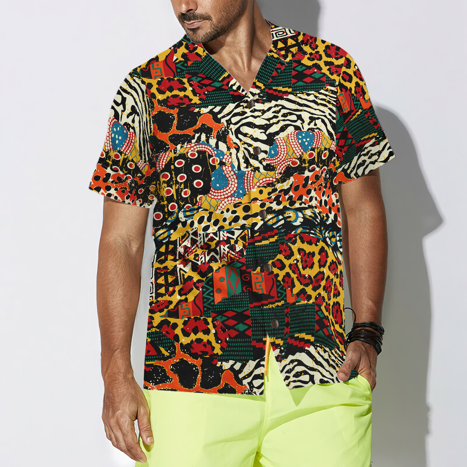 Traditional African Mixed Animal Skin Hawaiian Shirt