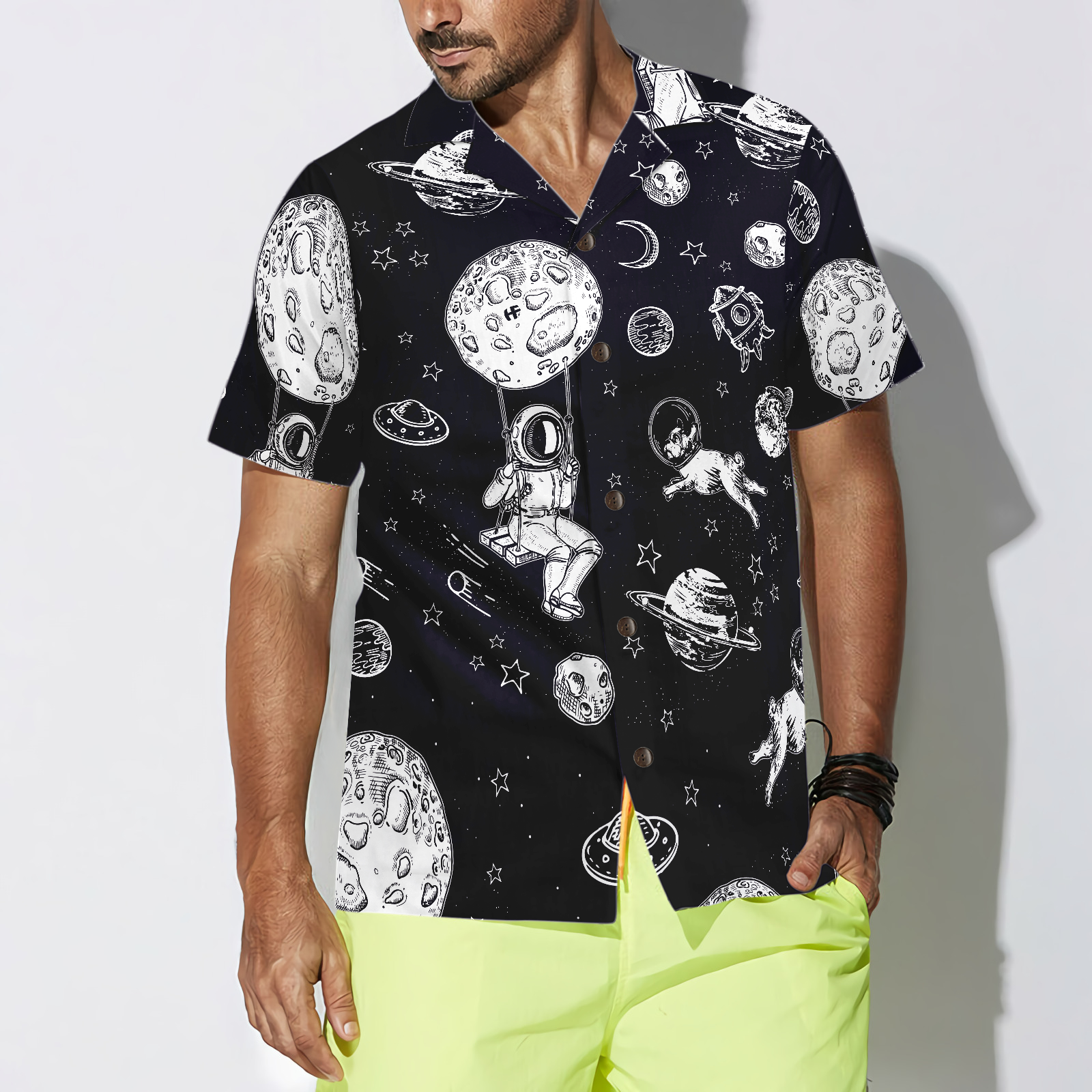 Astronaut And His French Bulldog Hawaiian Shirt