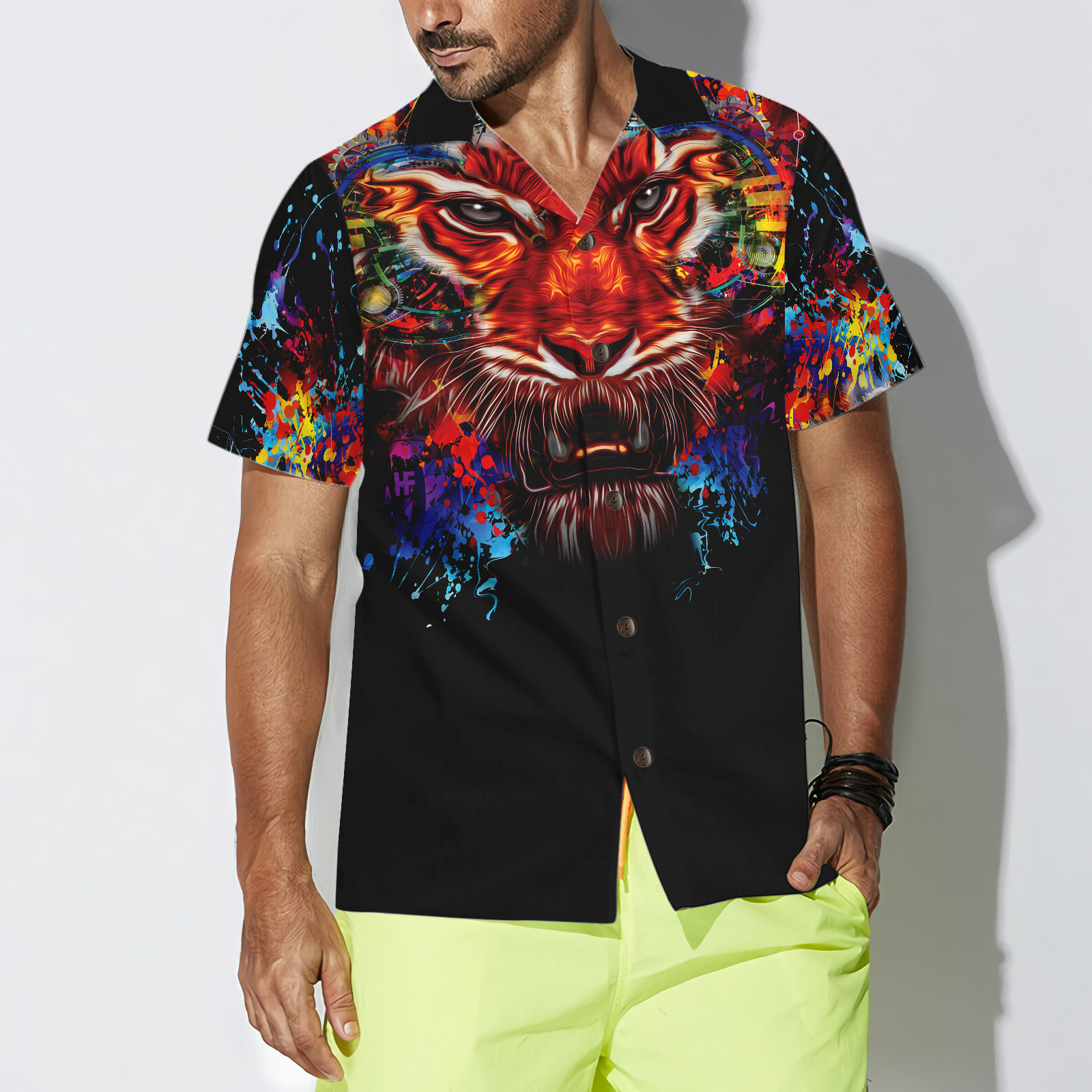 Vibrant Tiger Head Shirt For Men Hawaiian Shirt