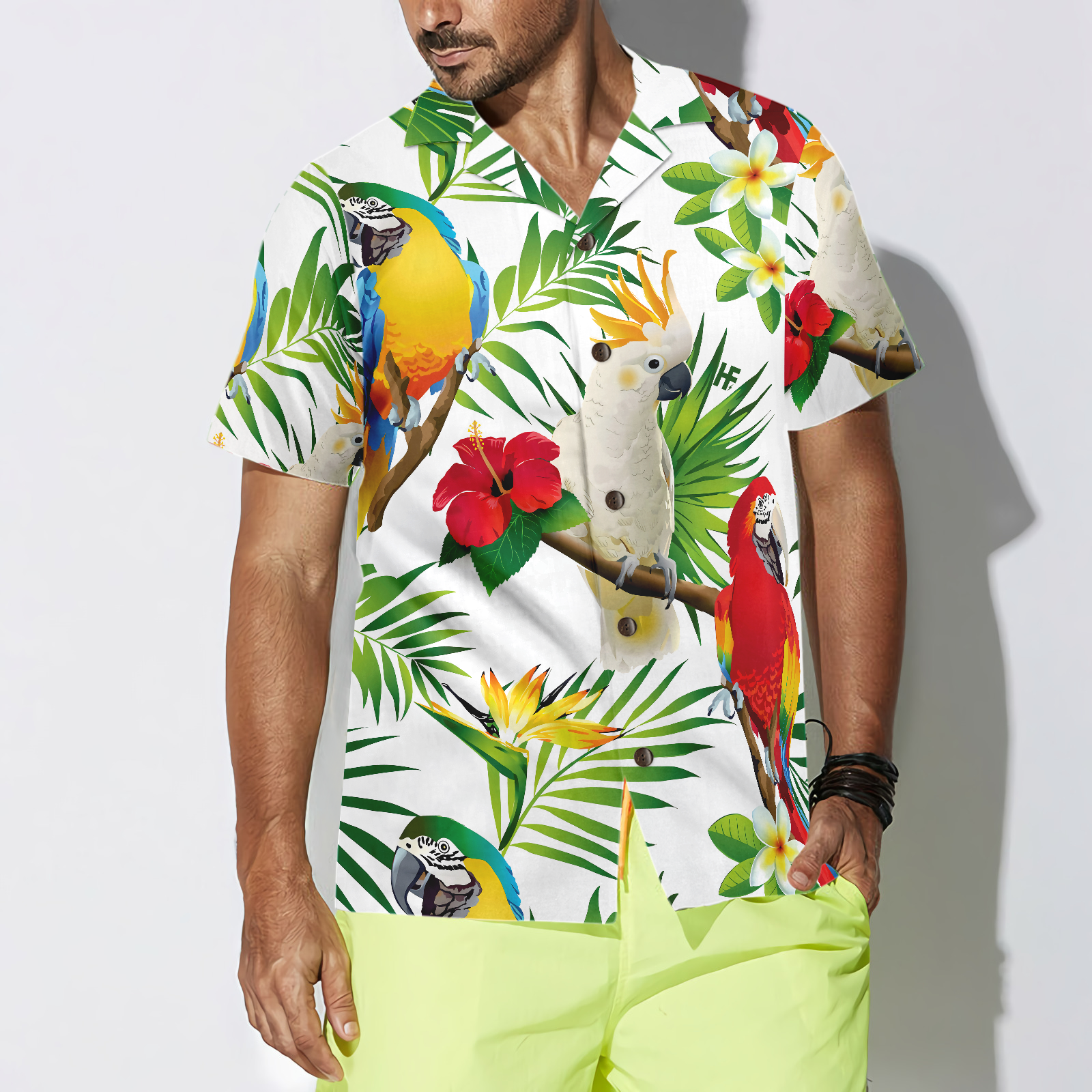Cockatoo In The Tropical Forest Parrot Shirt Hawaiian Shirt