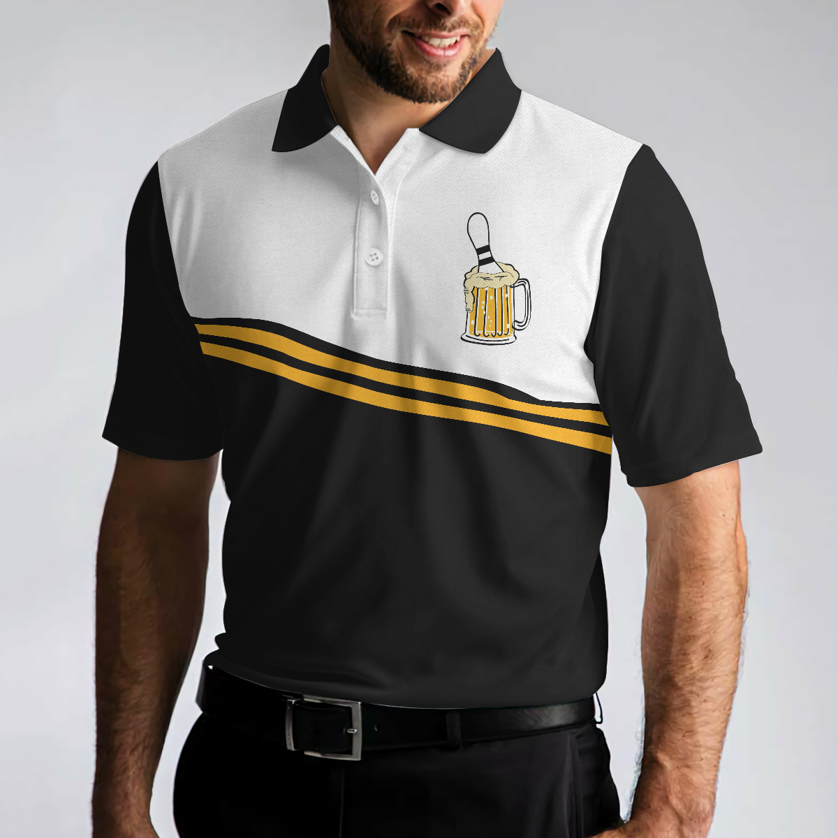 Easily Distracted By Bowling And Beer Polo Shirt, Tenpin Bowling Shirt Design With Sayings, Best Drinking Bowling Shirt