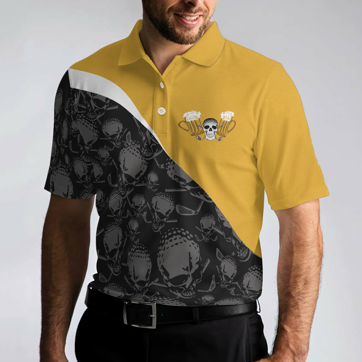 Golf & Beer What Else Is There Polo Shirt, Skull Golf Shirt For Male Players, Golf Gift For Beer Lovers