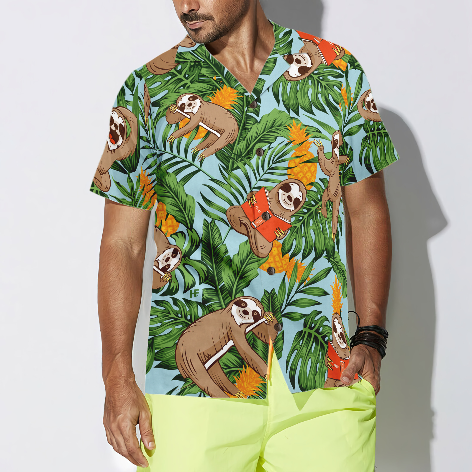 Sloth With Tropical Fruit Shirt For Men Hawaiian Shirt