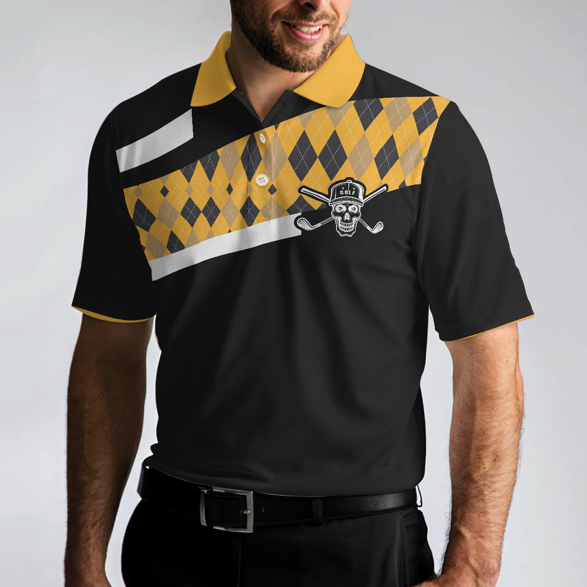 Disc Golf & Beer Make Me Happy Polo Shirt, Yellow Plaid Pattern Disc Golf Shirt, Funny Disc Golf Shirt With Sayings