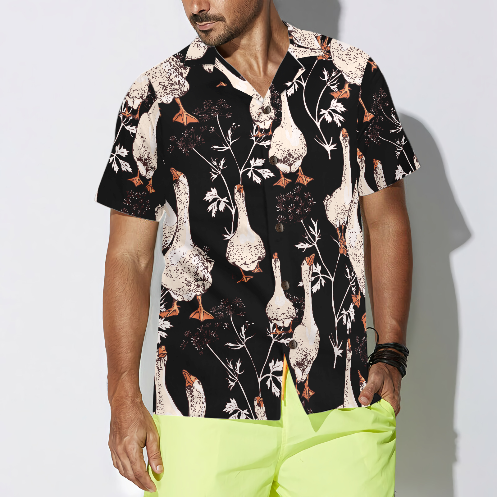Seamless Gooses Pattern Shirt For Men Hawaiian Shirt