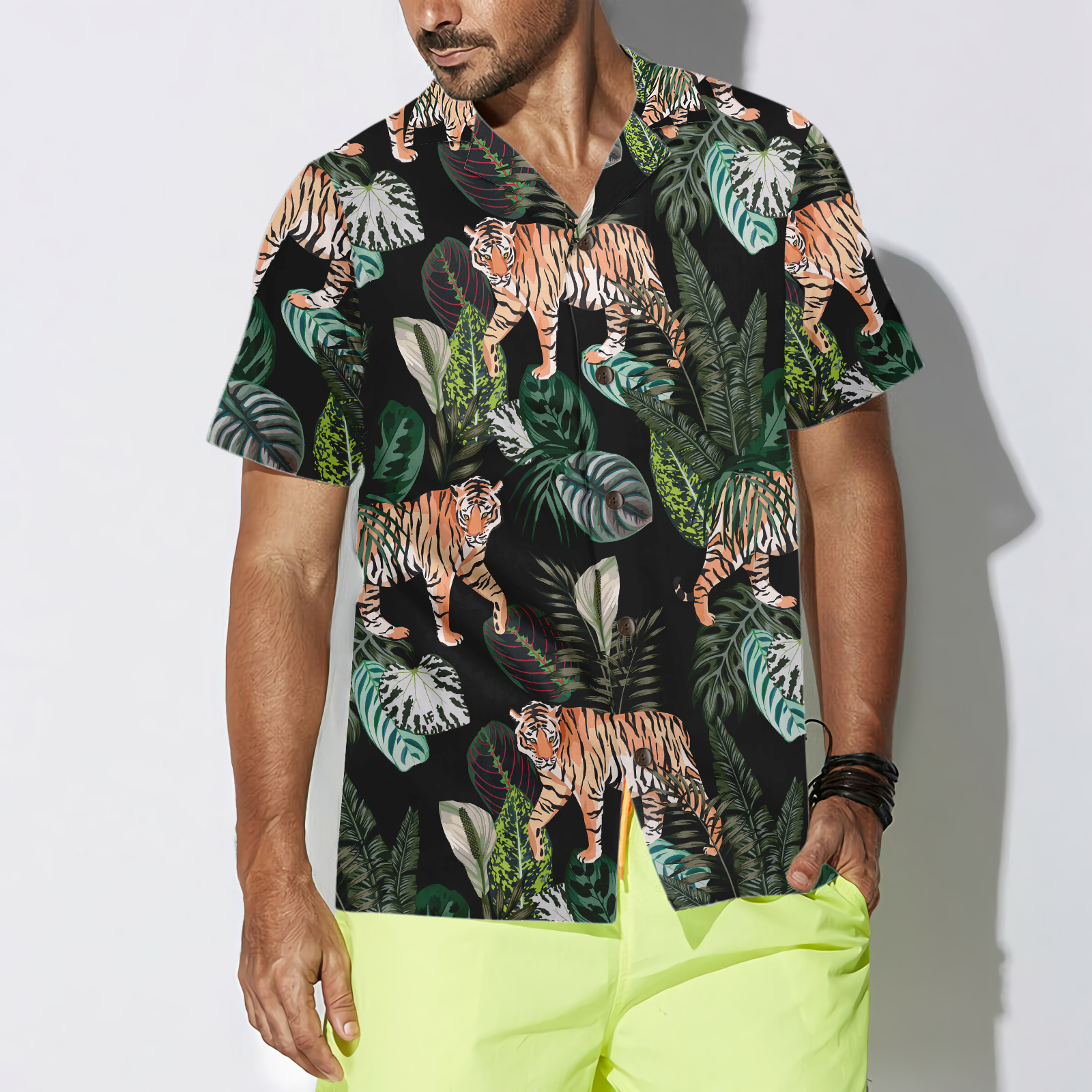 Dark Jungle Exotic Tiger Shirt For Men Hawaiian Shirt