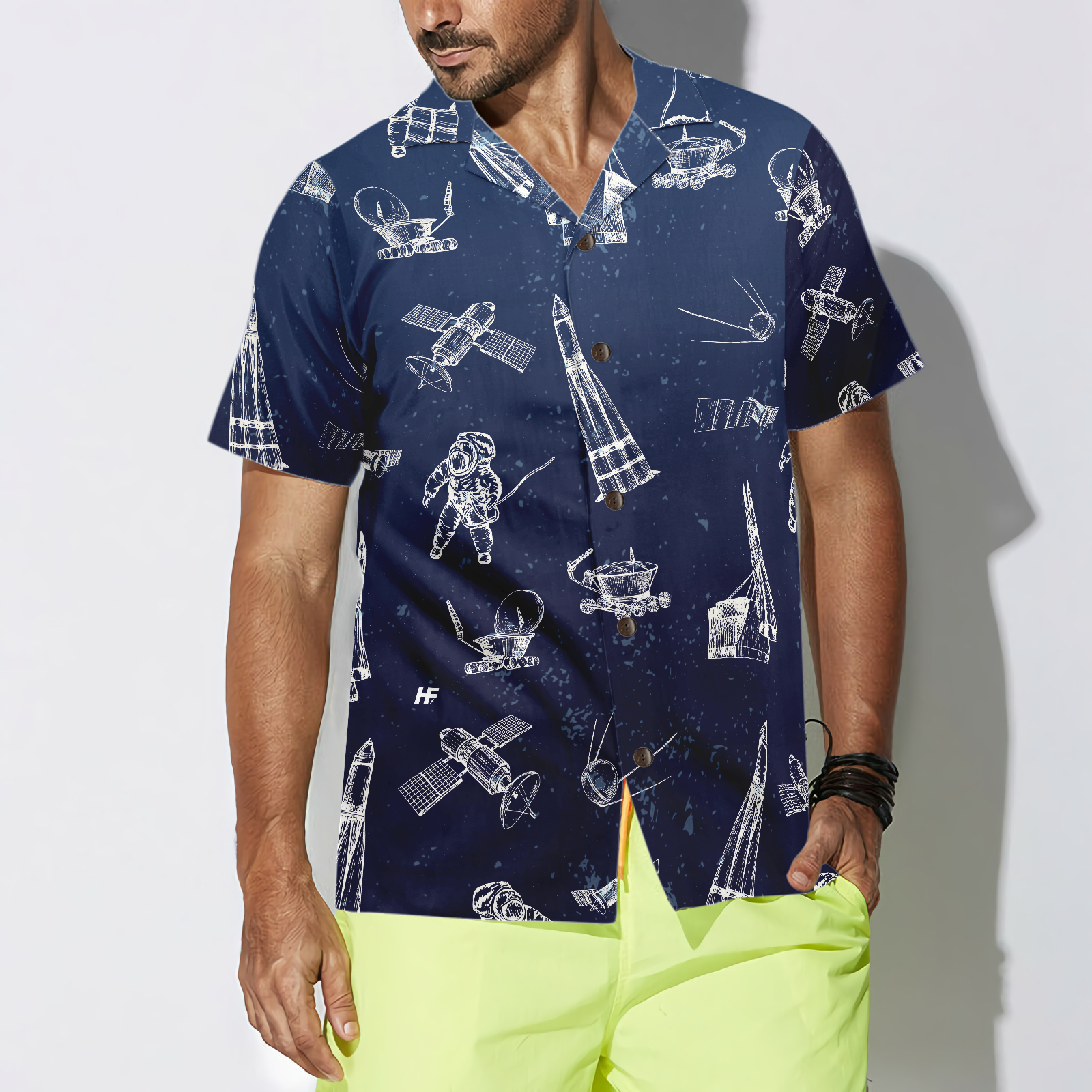 Spaceship And Spaceman Hawaiian Shirt