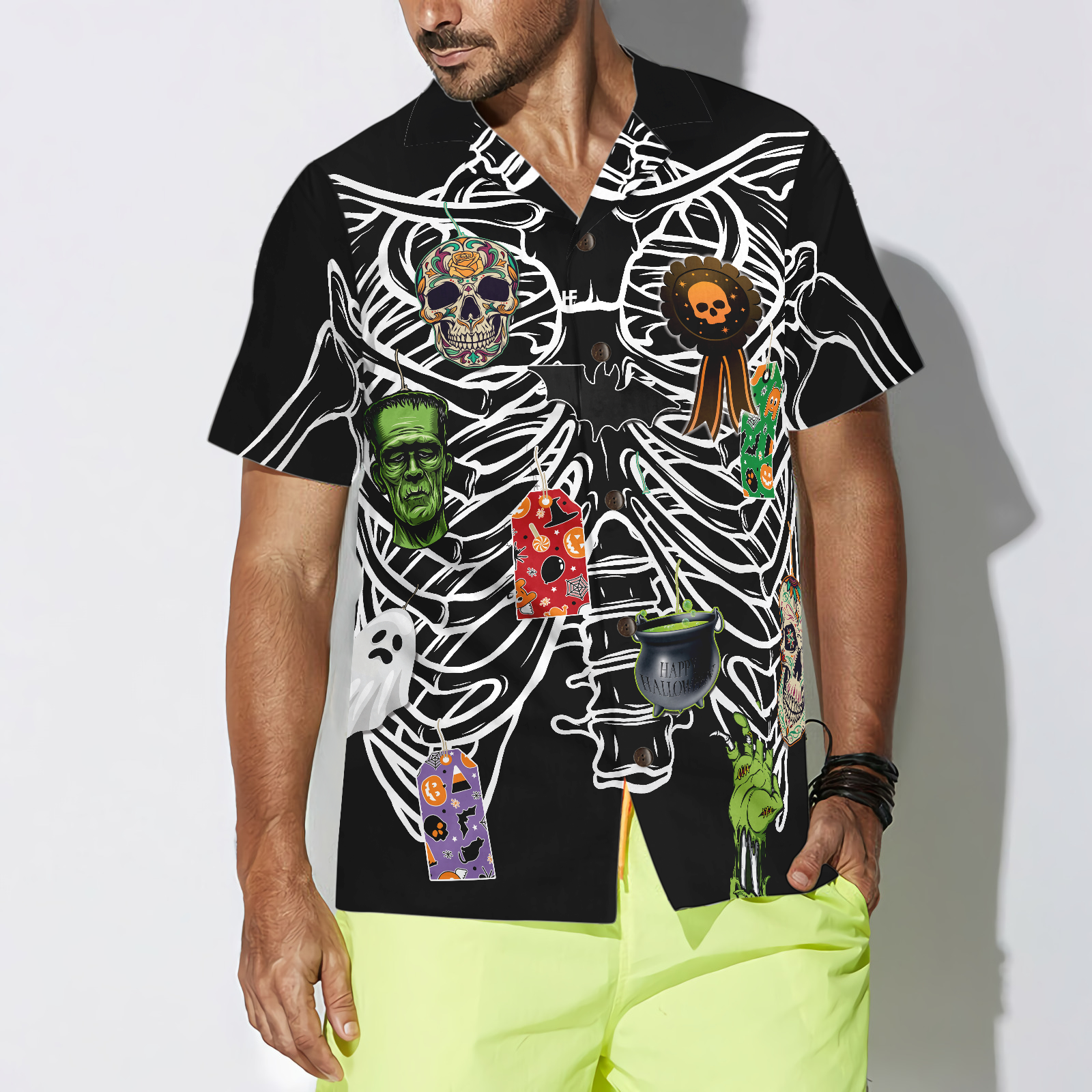 Skeleton Decorate Halloween Hawaiian Shirt, Unique Halloween Shirt For Men And Women