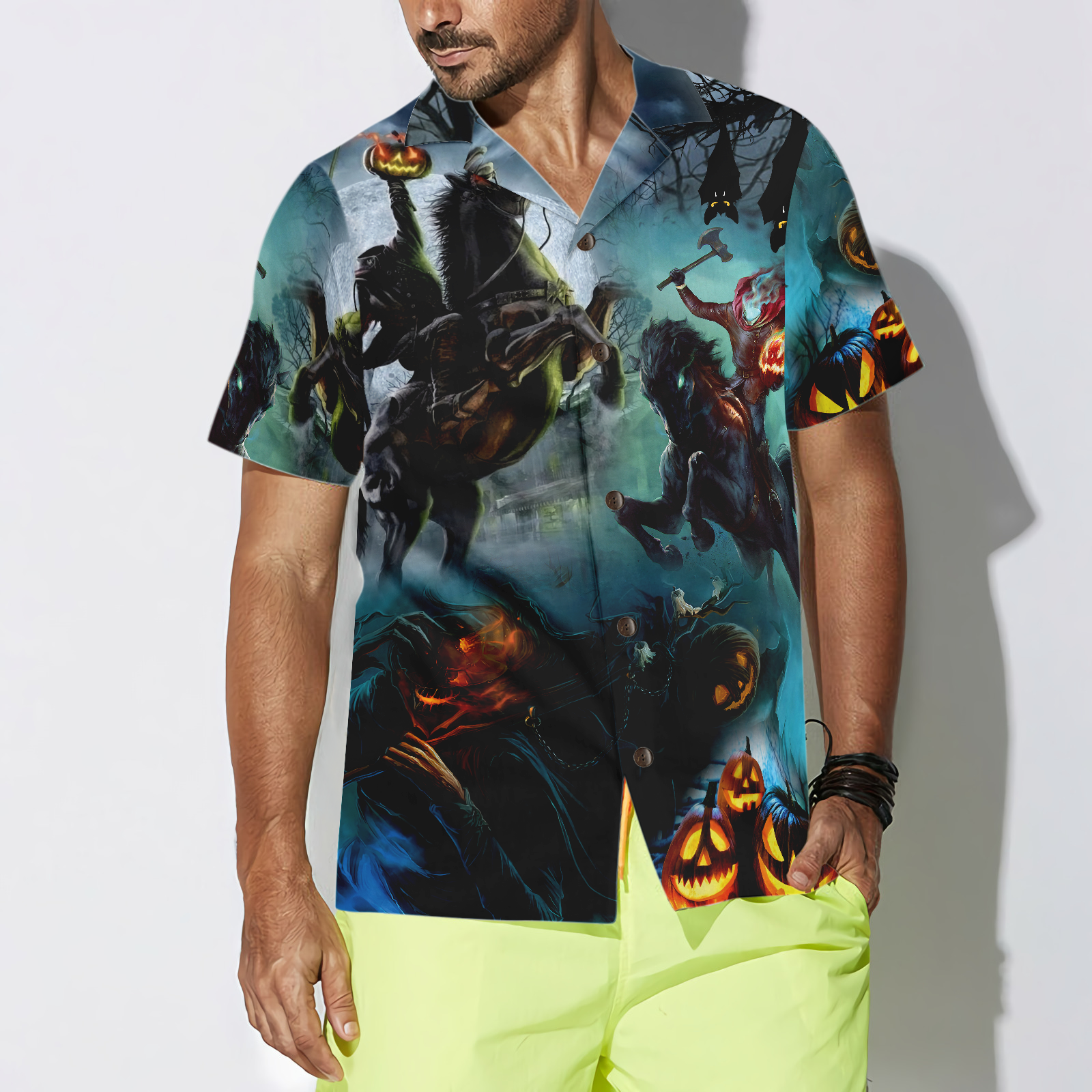Headless Horseman Halloween Shirt For Men Hawaiian Shirt