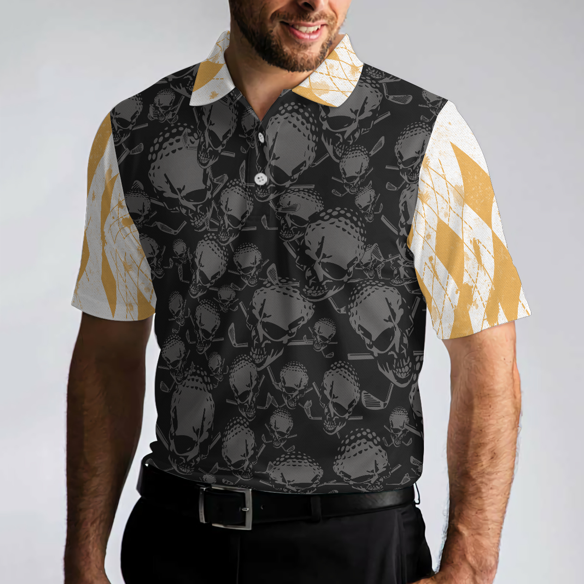 Golf & Beer That Is Why I Am Here Skull V4 Polo Shirt, Cool Drinking Golf Shirt Design For Beer Lovers
