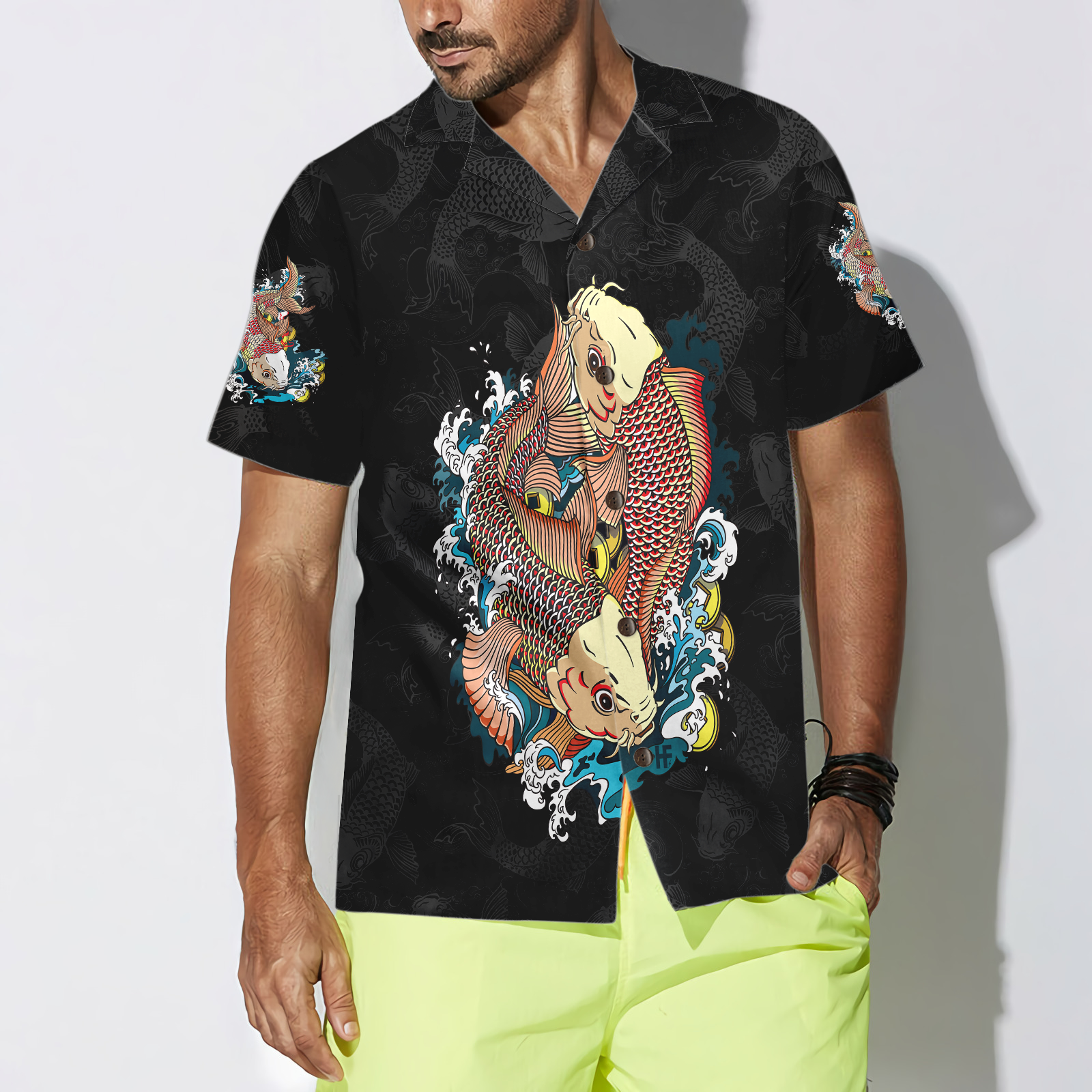 Japanese Carp Koi Gold Fishes Hawaiian Shirt