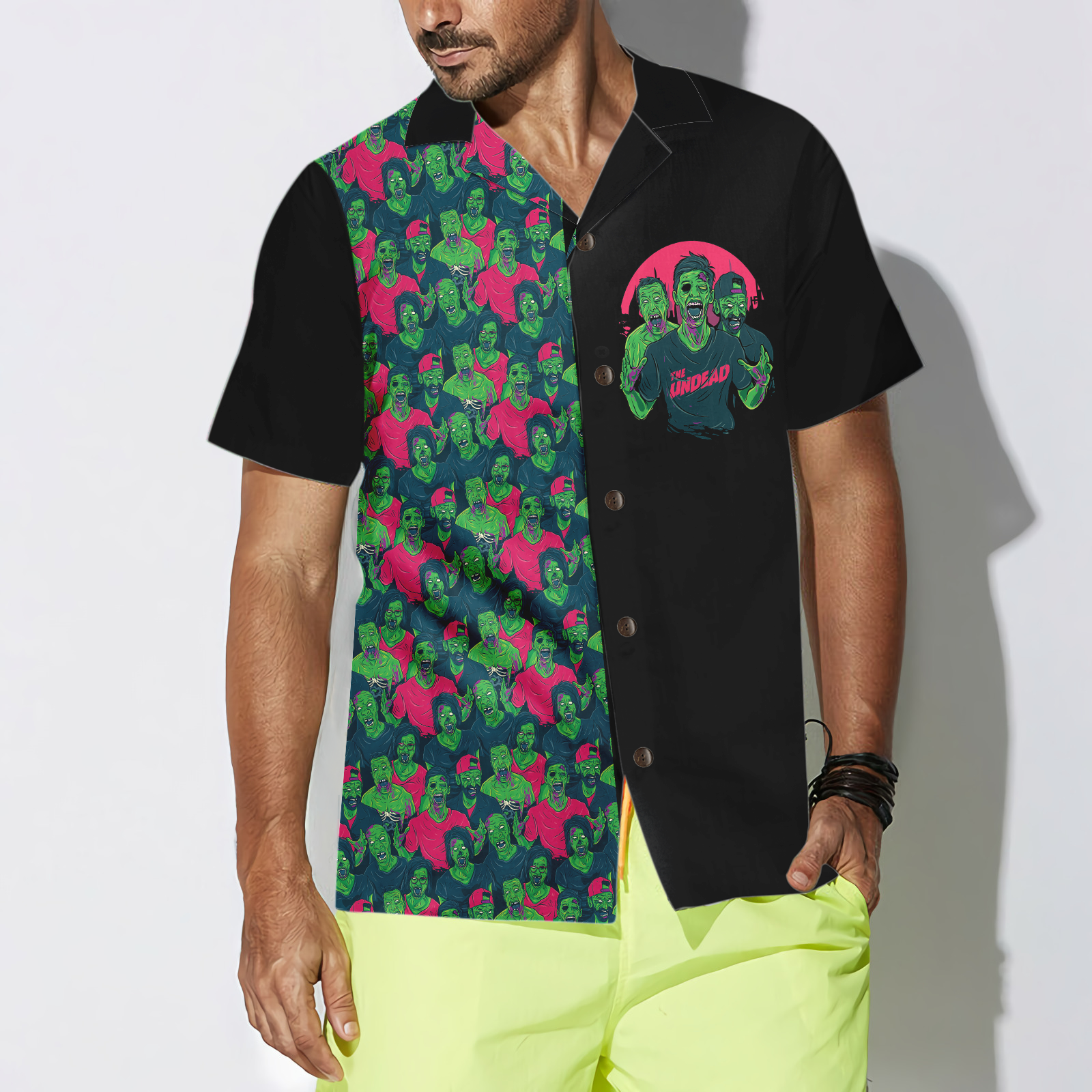 Halloween Zombie Walking Out Hawaiian Shirt