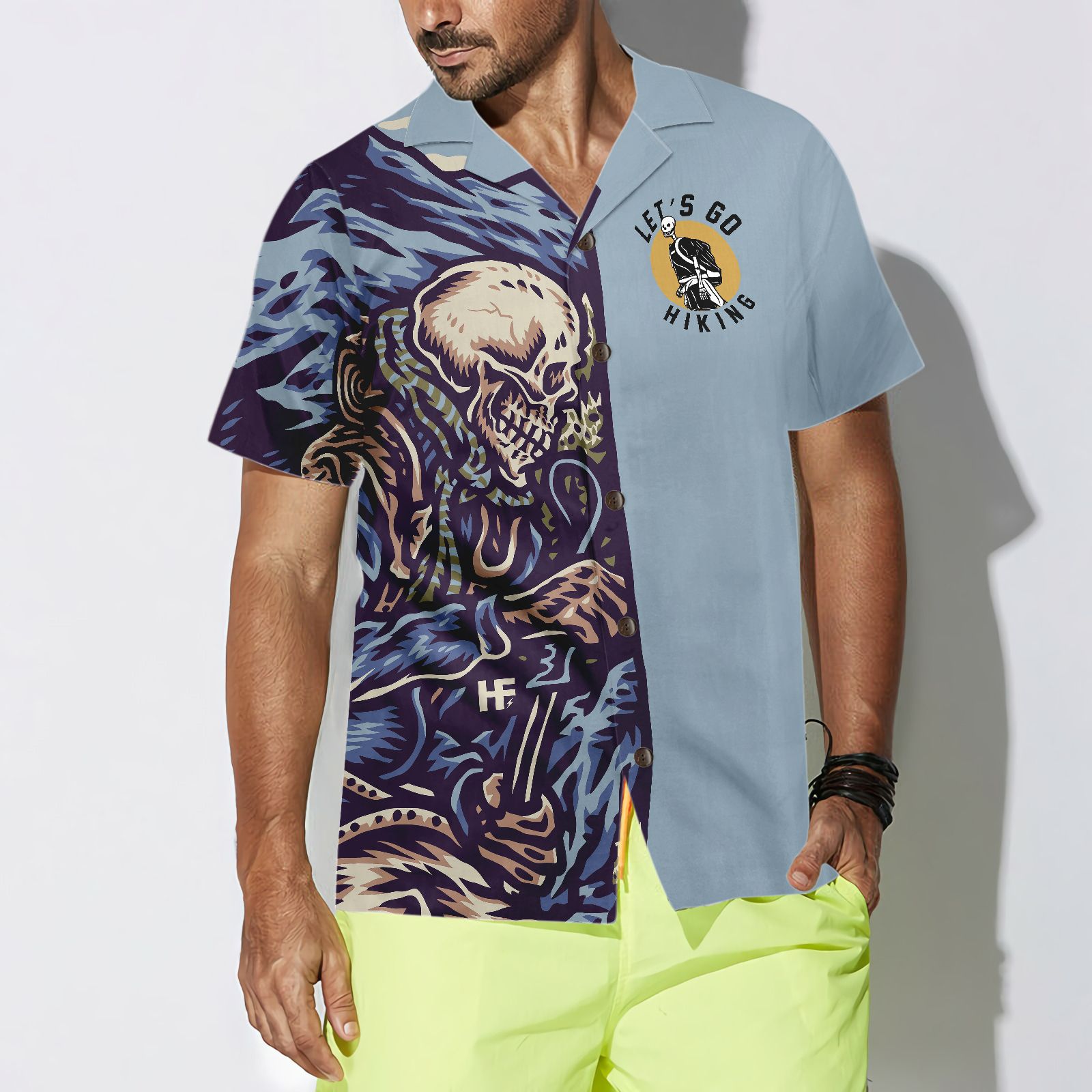 When Life Gives You Mountains Put Those Boots And Start Hiking With Skull Hawaiian Shirt