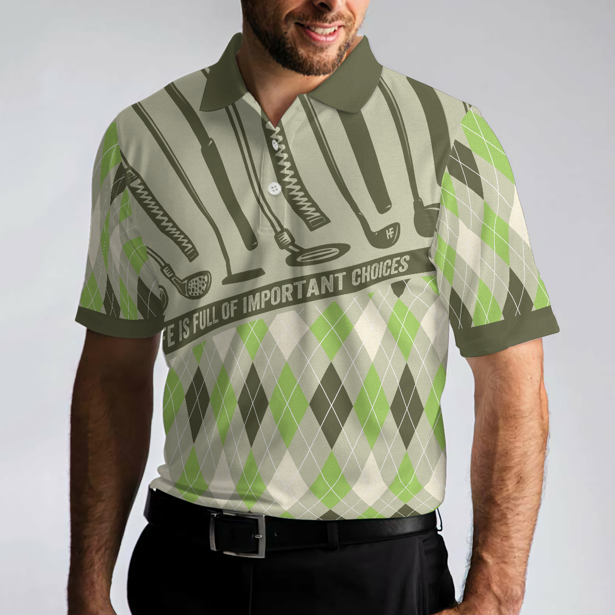 Life Is Full Of Important Choices Men Polo Shirt, Argyle Pattern Golf Shirt For Men