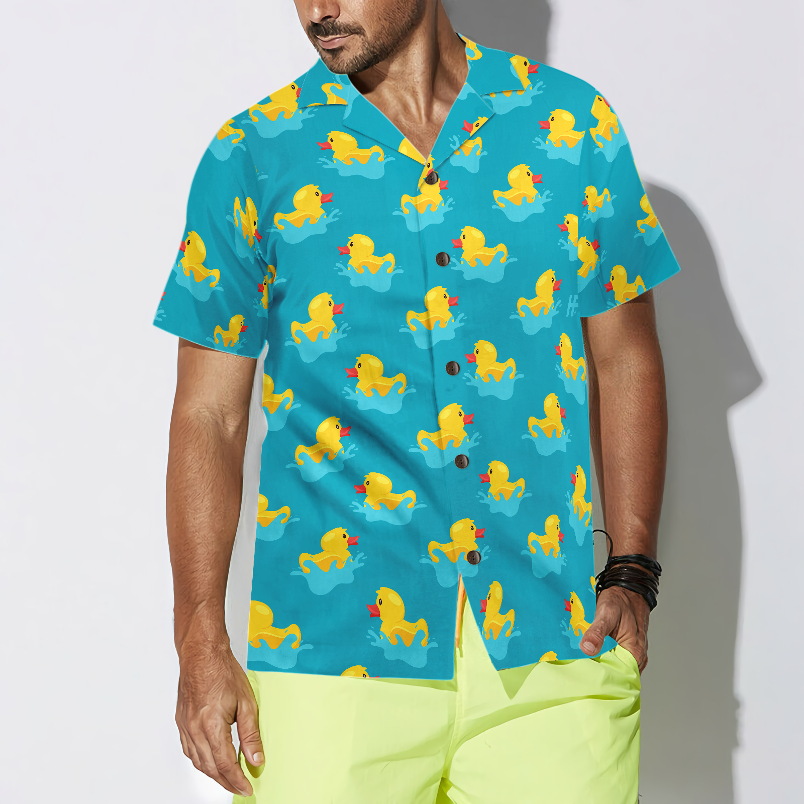 Little Duck Playing With Water Hawaiian Shirt