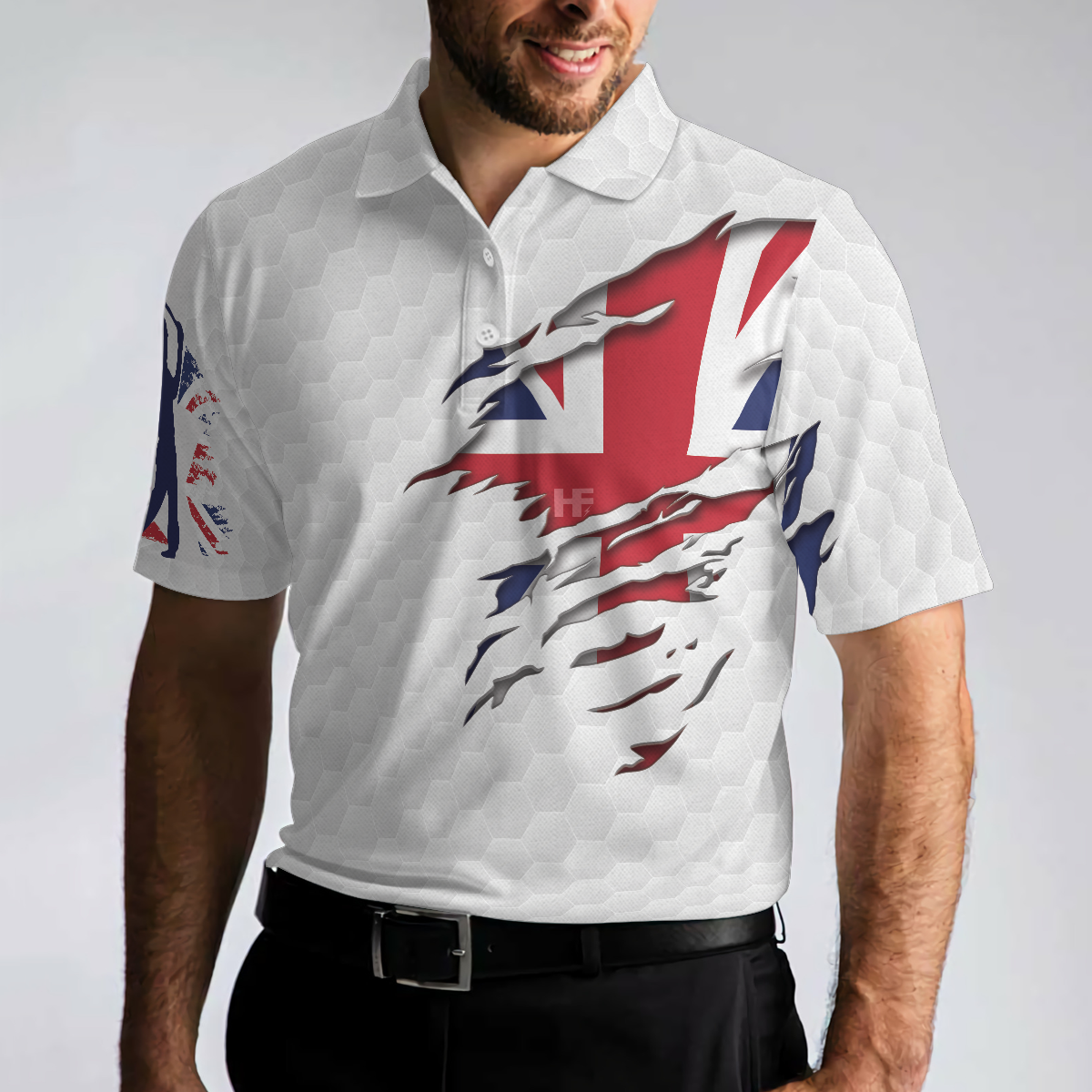 Golf Club United Kingdom Flag Polo Shirt, Great Britain Union Jack Polo Shirt, UK Golf Shirt For Men