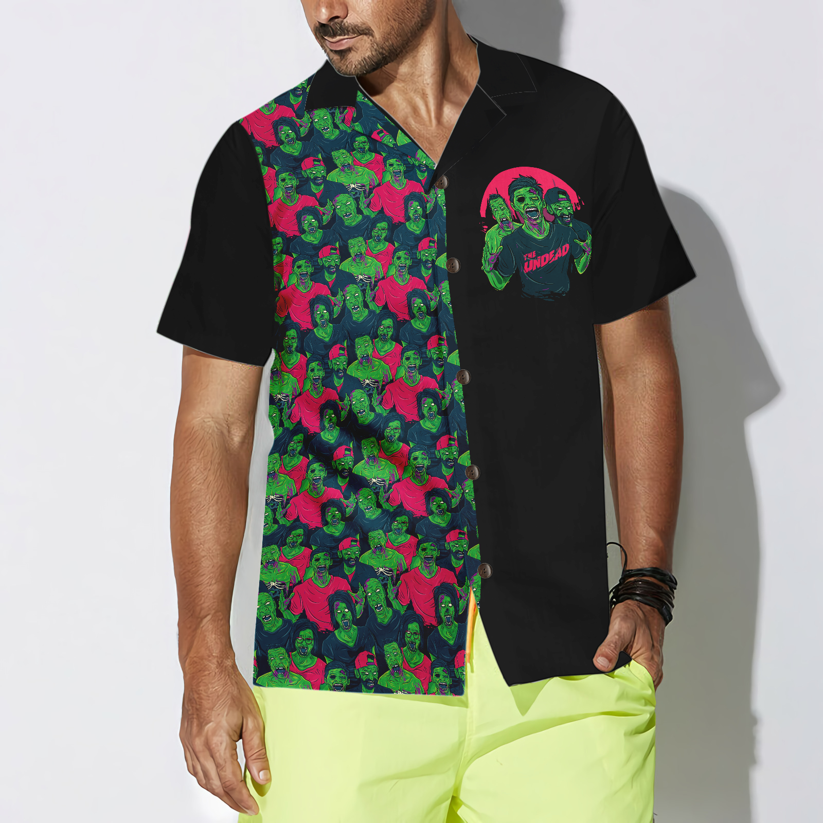 Halloween Zombie Walking Out Hawaiian Shirt