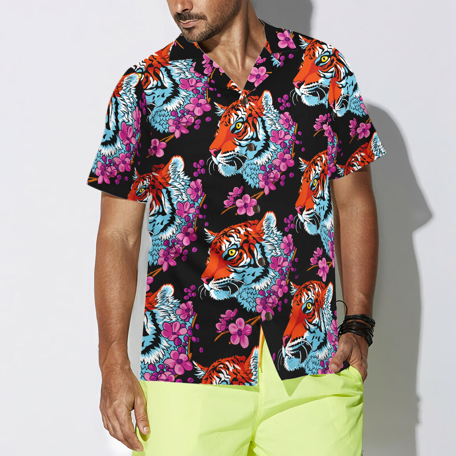 Sakura Tiger Shirt For Men Hawaiian Shirt