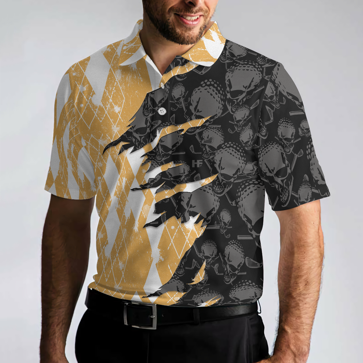 Who Needs Therapy When You Have Beer & Golf Polo Shirt, Argyle Pattern Golfing Shirt Design For Drinking Golfers