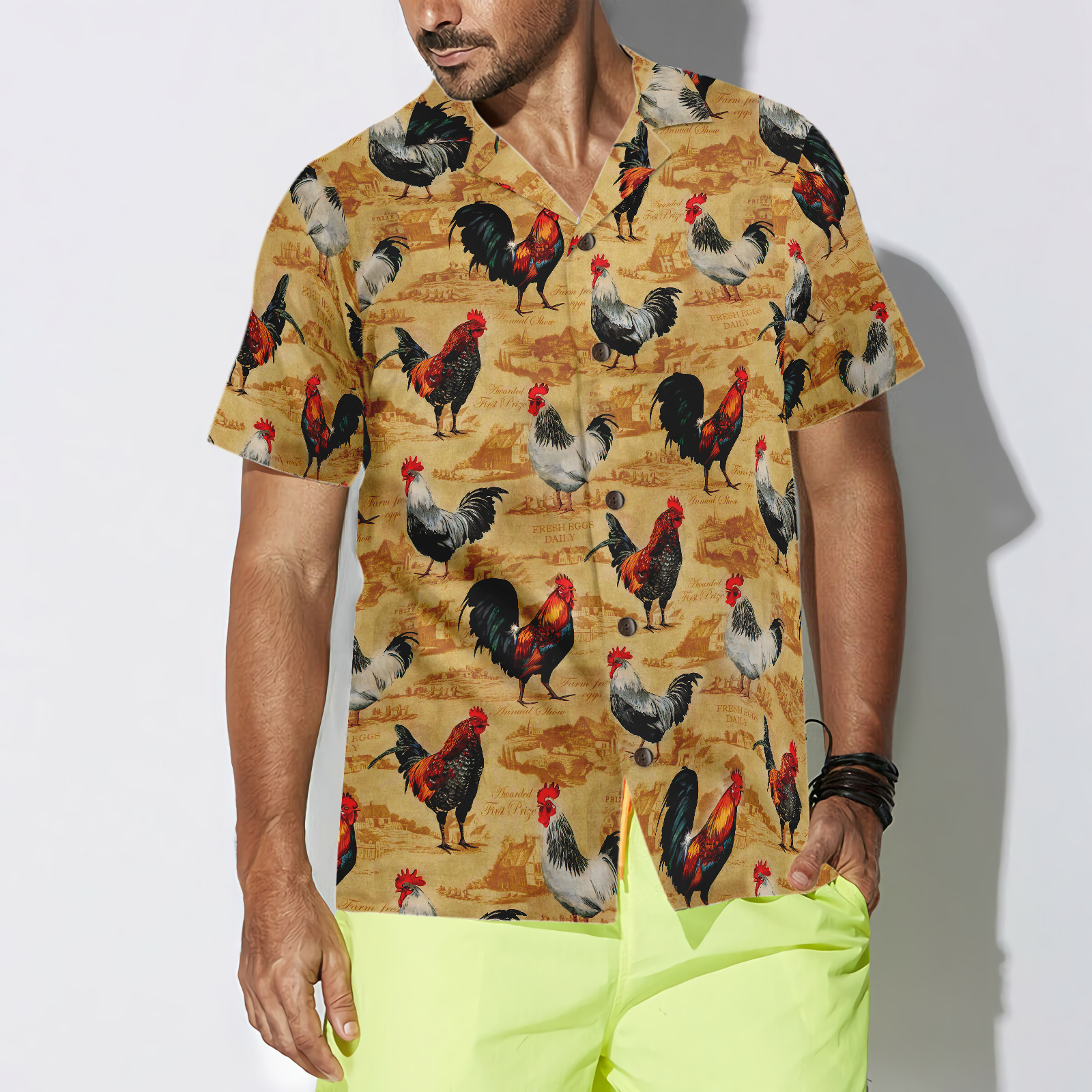 Vintage Chicken Farm Shirt For Men Hawaiian Shirt