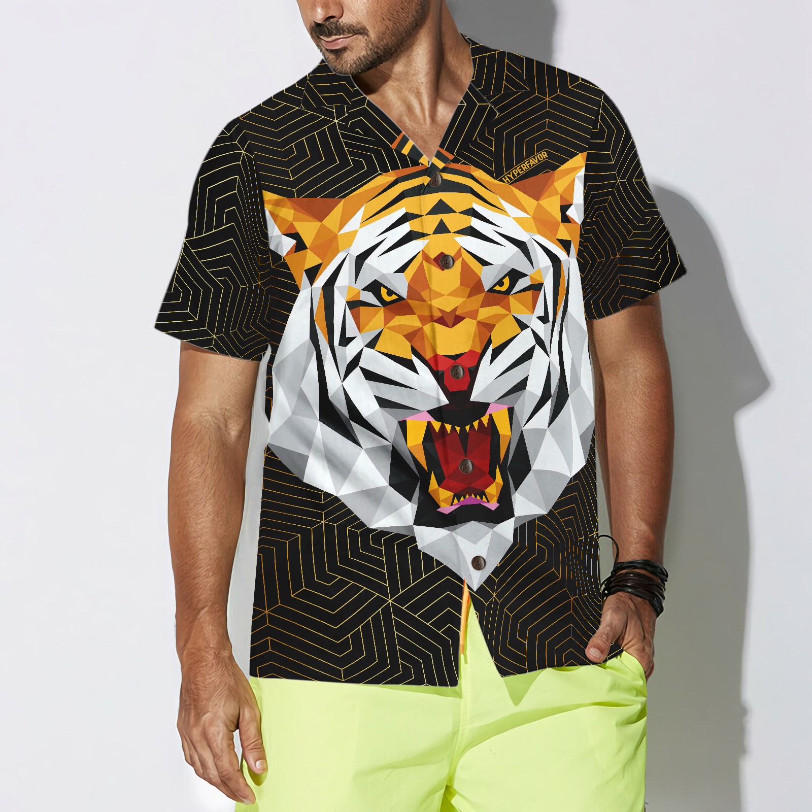 Geometric Tiger Shirt For Men Hawaiian Shirt