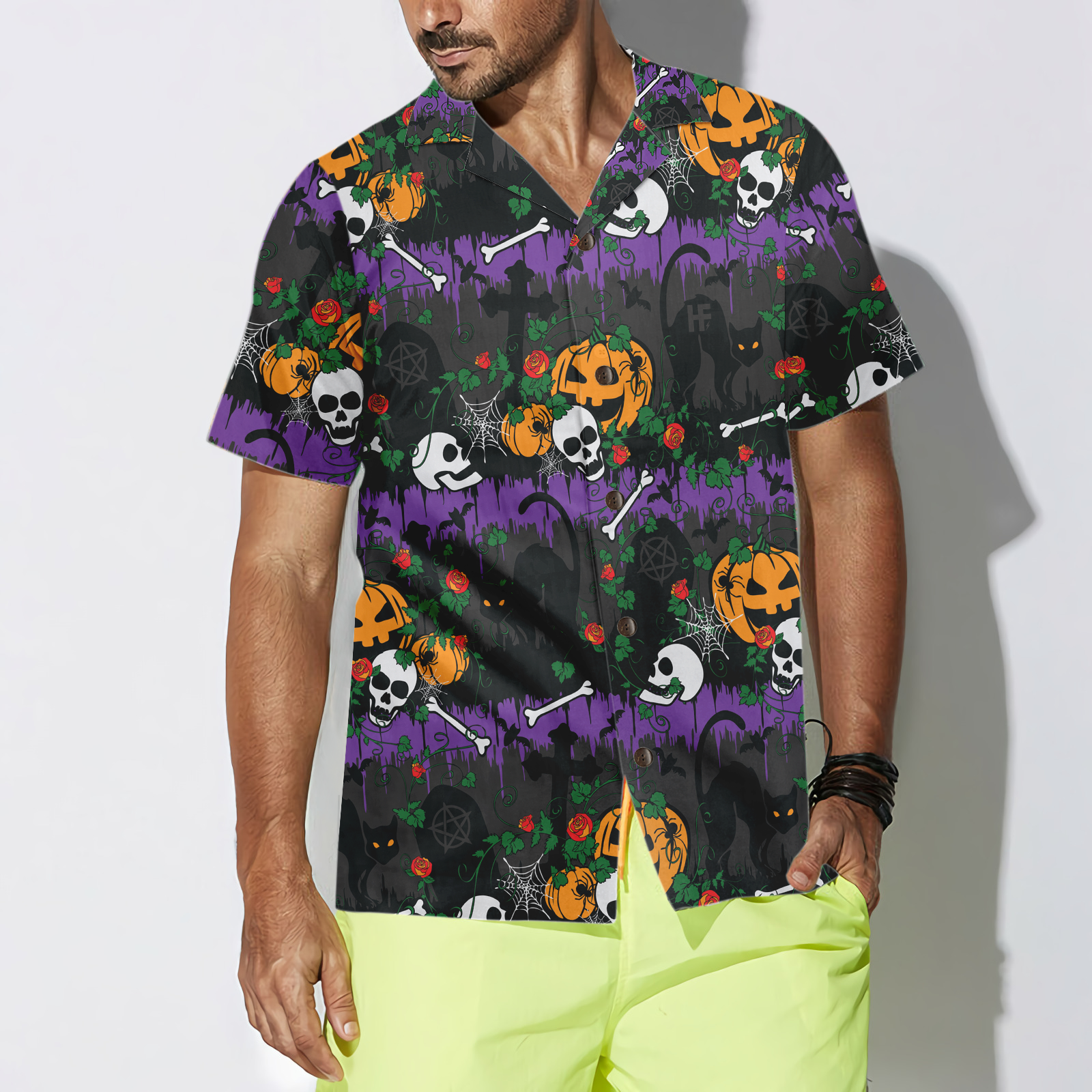 Halloween Pumpkin And Black Cats Hawaiian Shirt