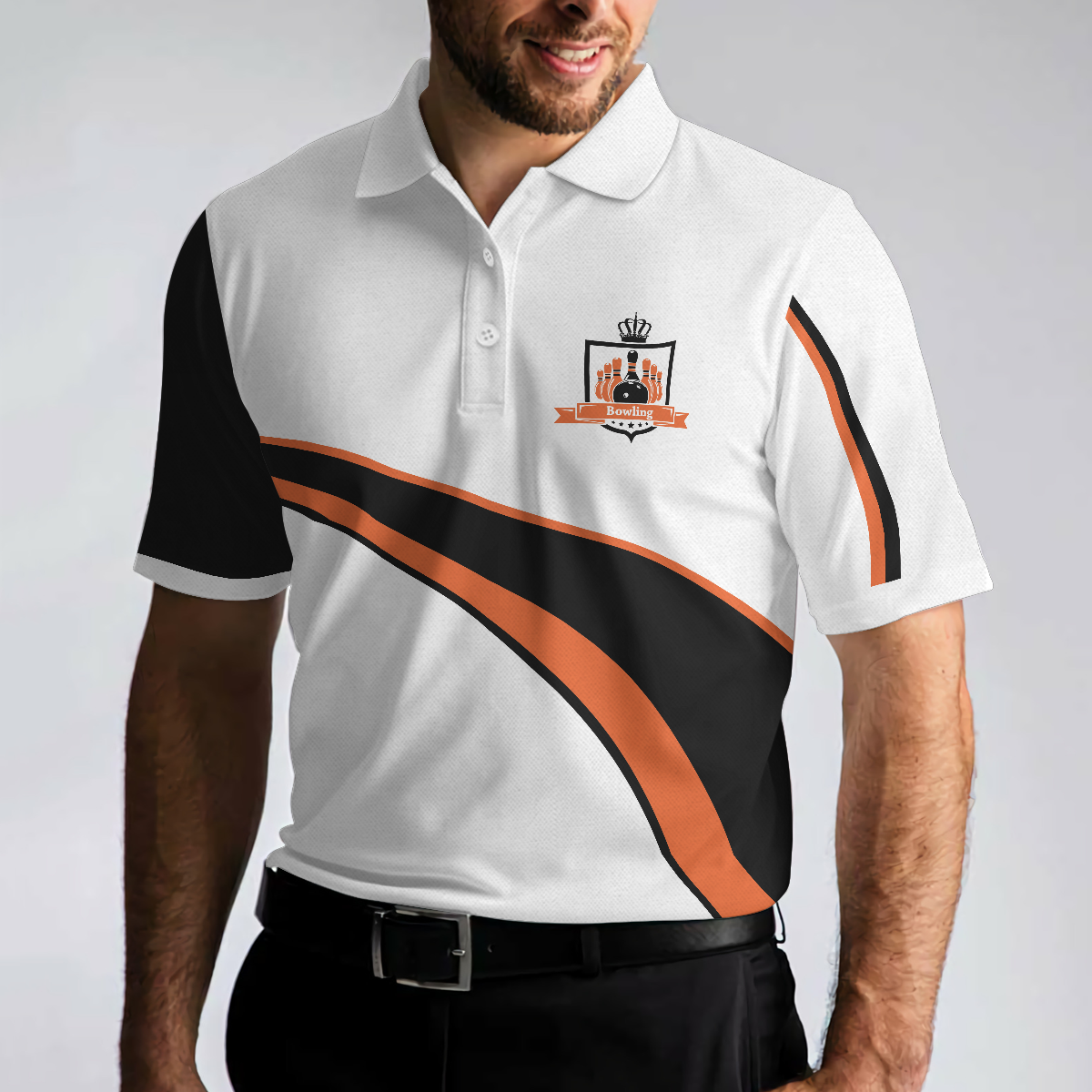 Incredi Bowl Bowling Polo Shirt, White Bowling Shirt For Men