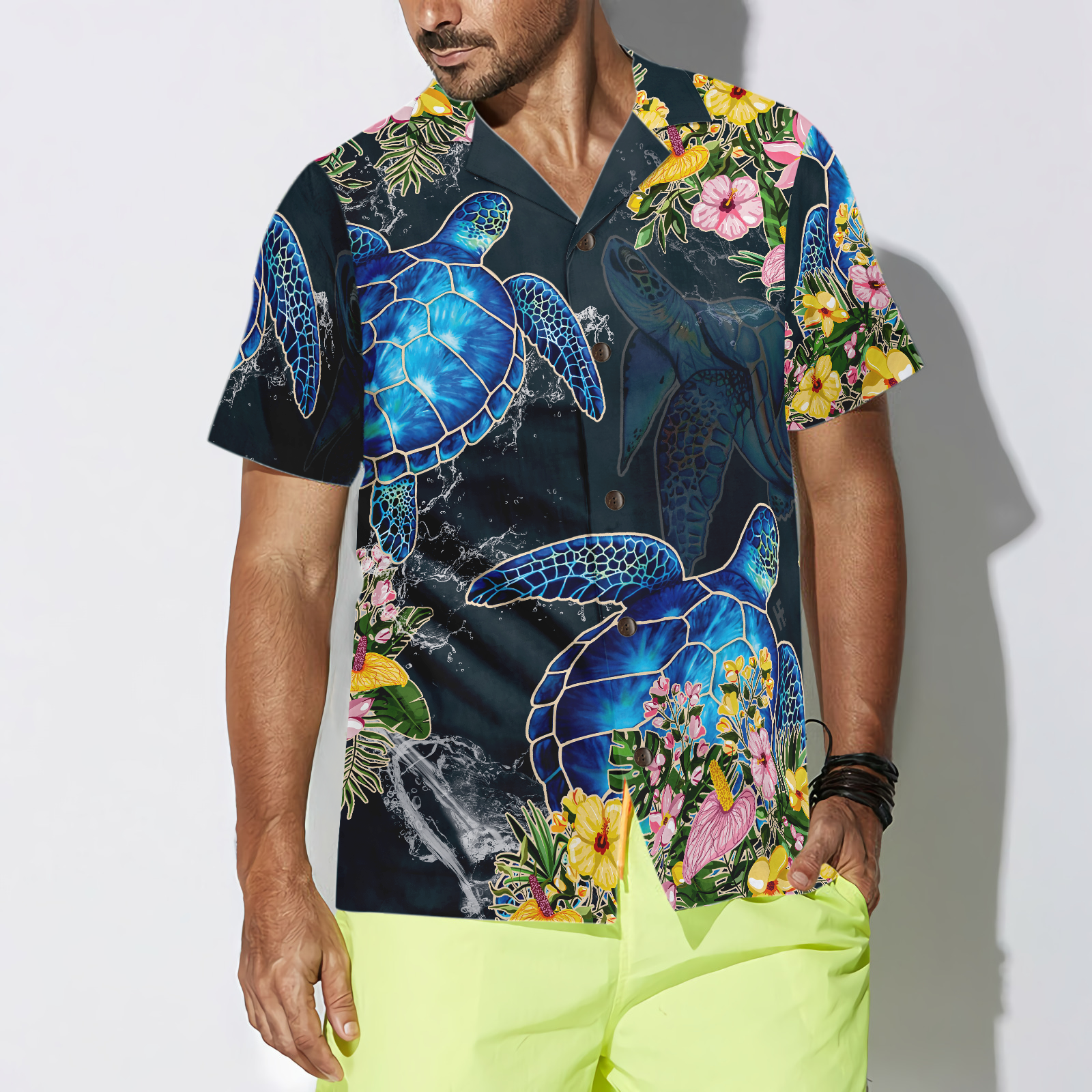 Floral Sea Turtle Hawaiian Shirt