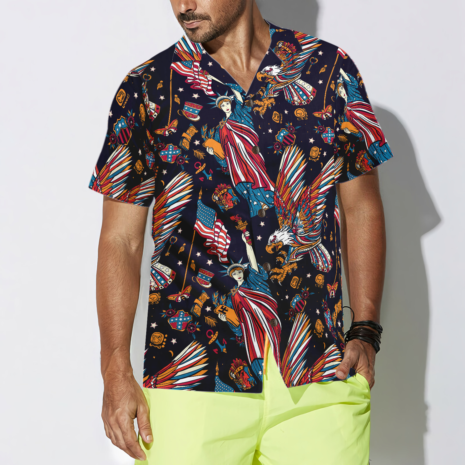 Tattoo Style American Eagle Shirt For Men Hawaiian Shirt