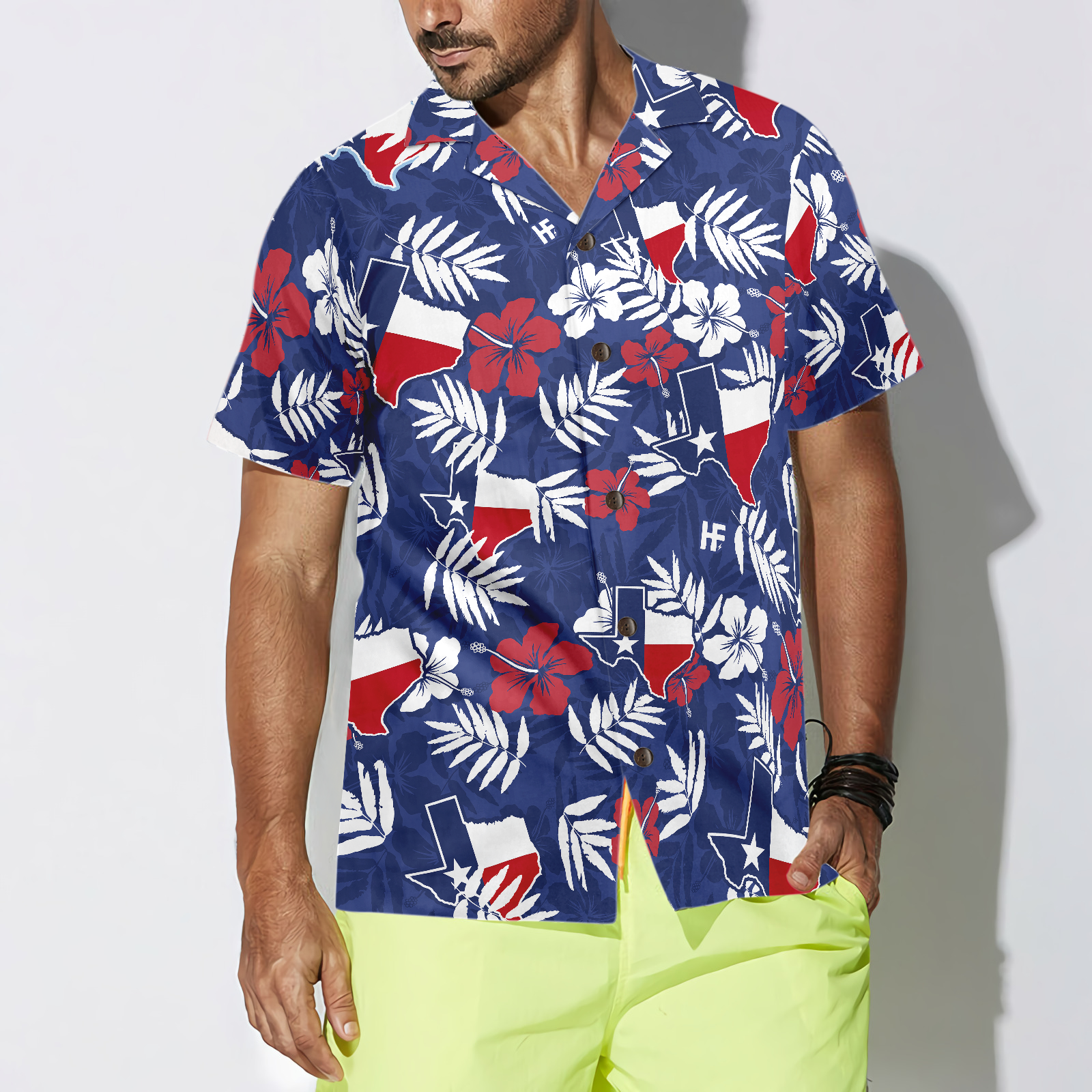 Texas Flag Tropical Seamless Pattern USA Hawaiian Shirt