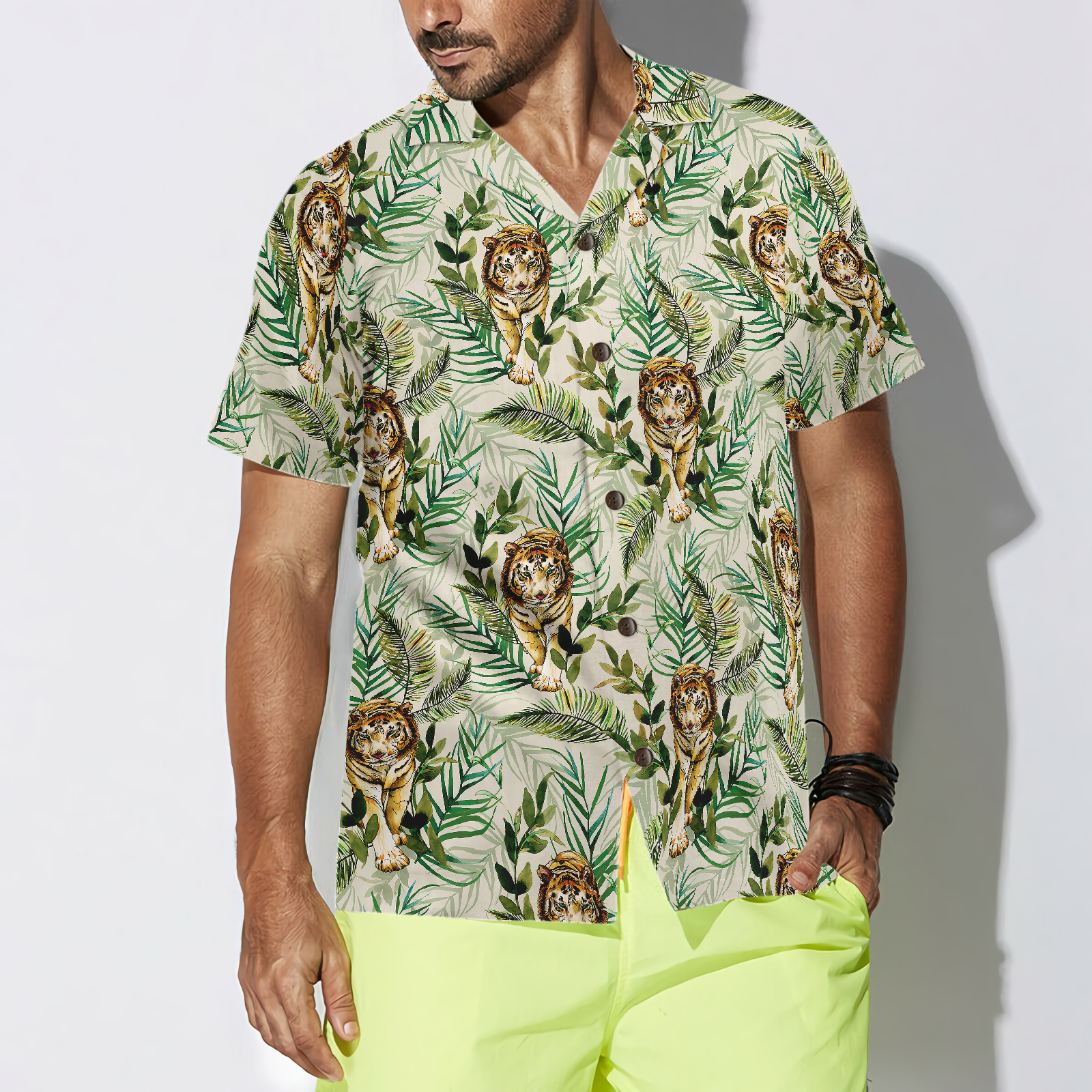 Tropical Jungle Tiger Shirt For Men Hawaiian Shirt