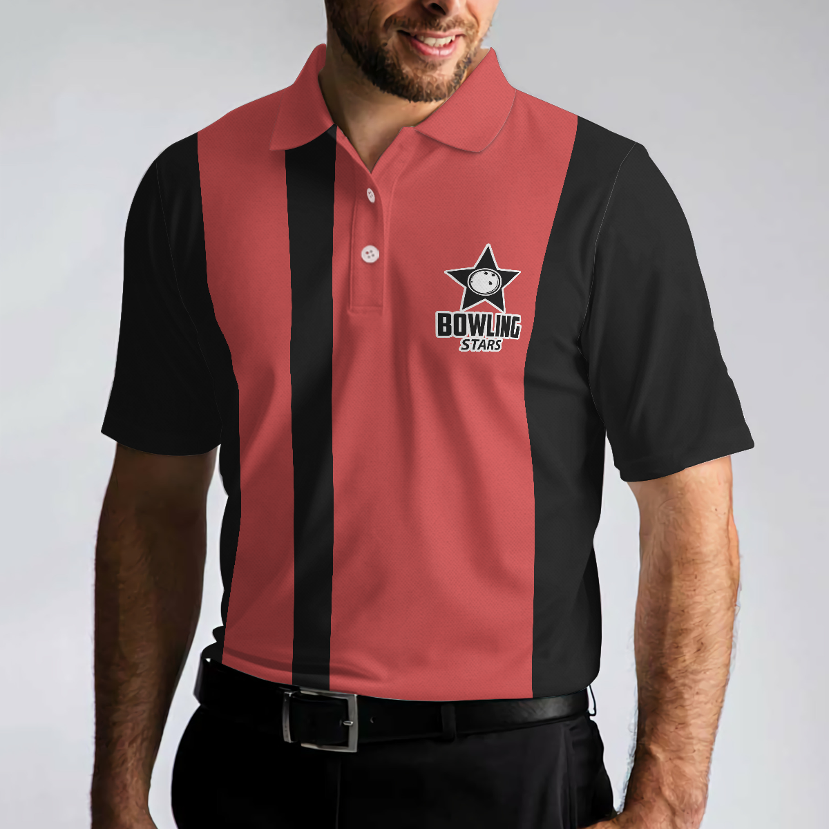 It's Not How You Bowl It's How You Roll Polo Shirt, Black And Red Short Sleeve Bowling Shirt For Men