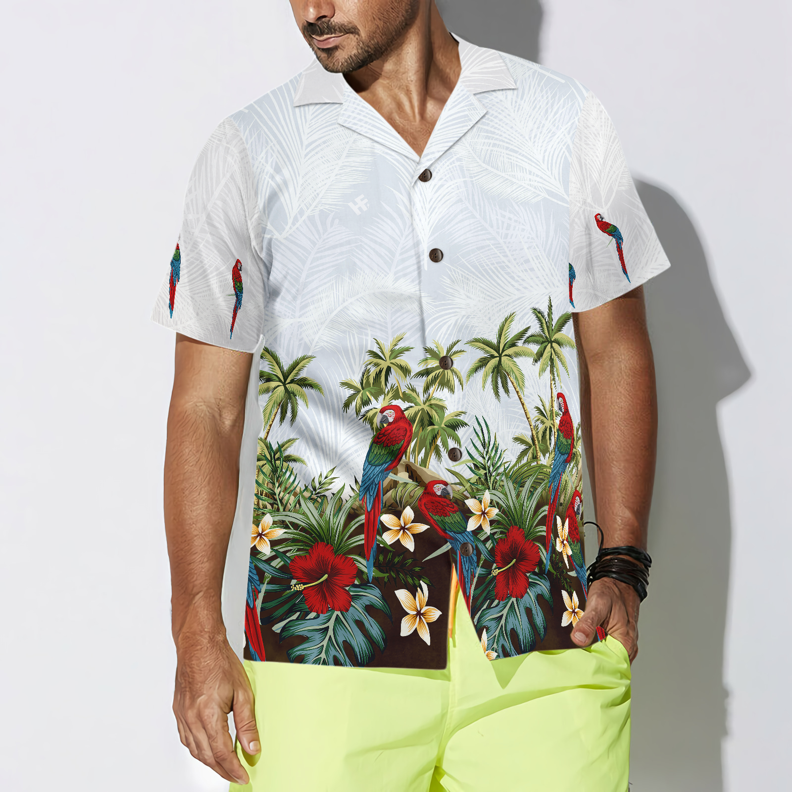 Tropical Island Parrot Shirt For Men Hawaiian Shirt