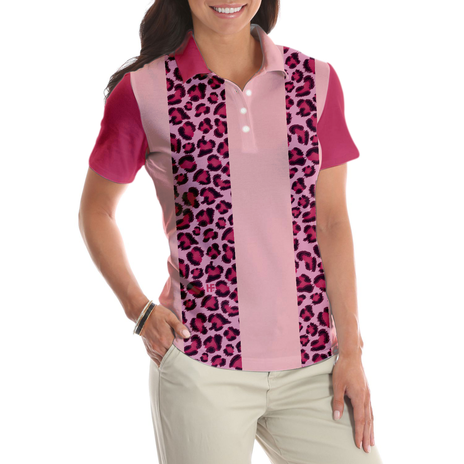 Queen Of The Golf Course Short Sleeve Women Polo Shirt, Leopard Pattern Golf Polo Shirt, Gift For Female Golfers